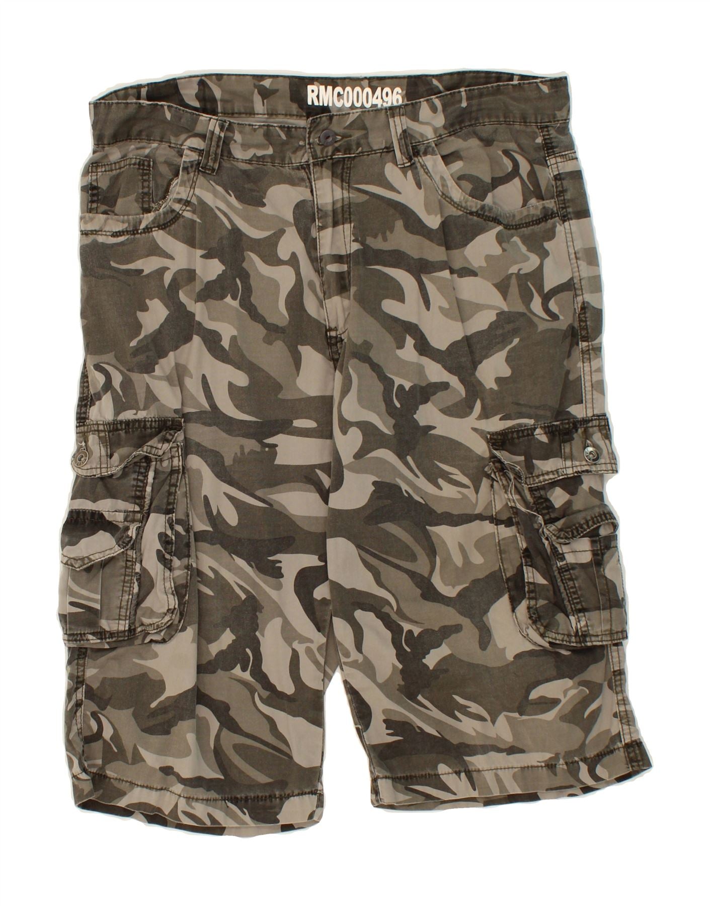 image of VINTAGE Mens Cargo Shorts W37 Large  Grey Camouflage Cotton