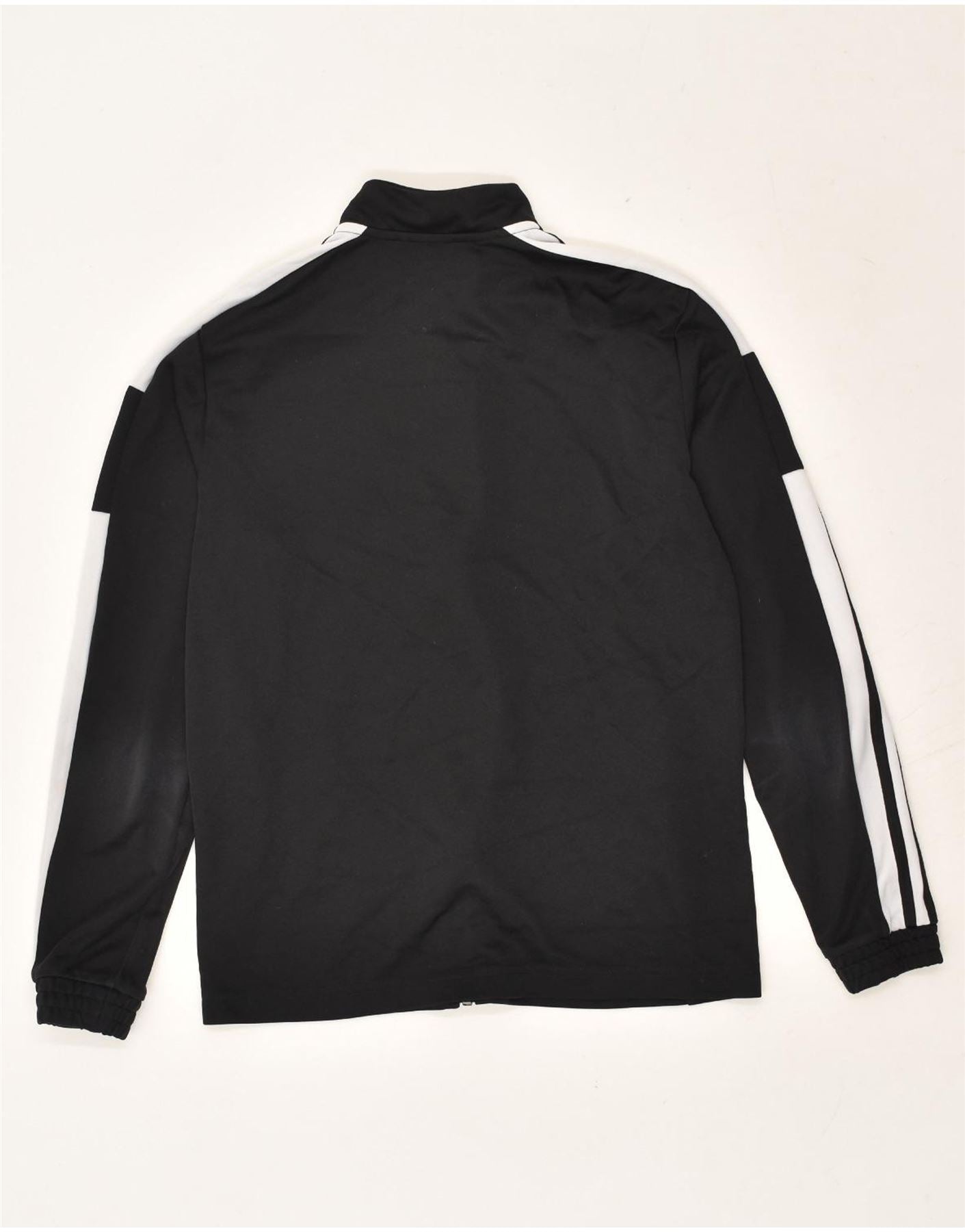 ADIDAS Boys Aeroready Tracksuit Top Jacket 13-14 Years Black Colourblock