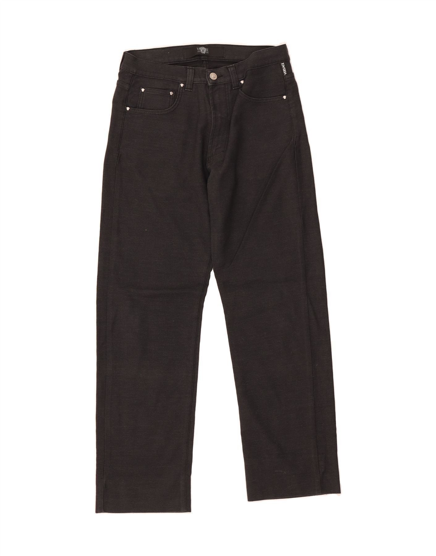 image of VERSACE Womens Straight Casual Trousers W33 L28 Black Cotton