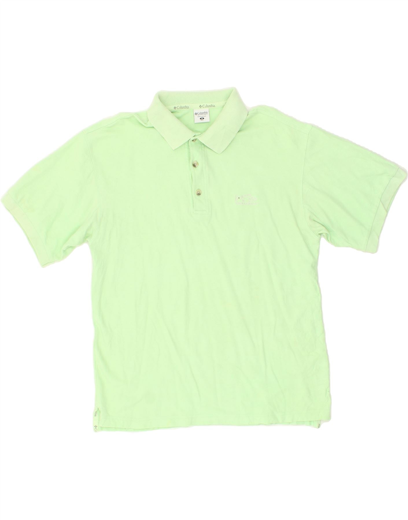 image of COLUMBIA Mens Polo Shirt Medium Green Cotton