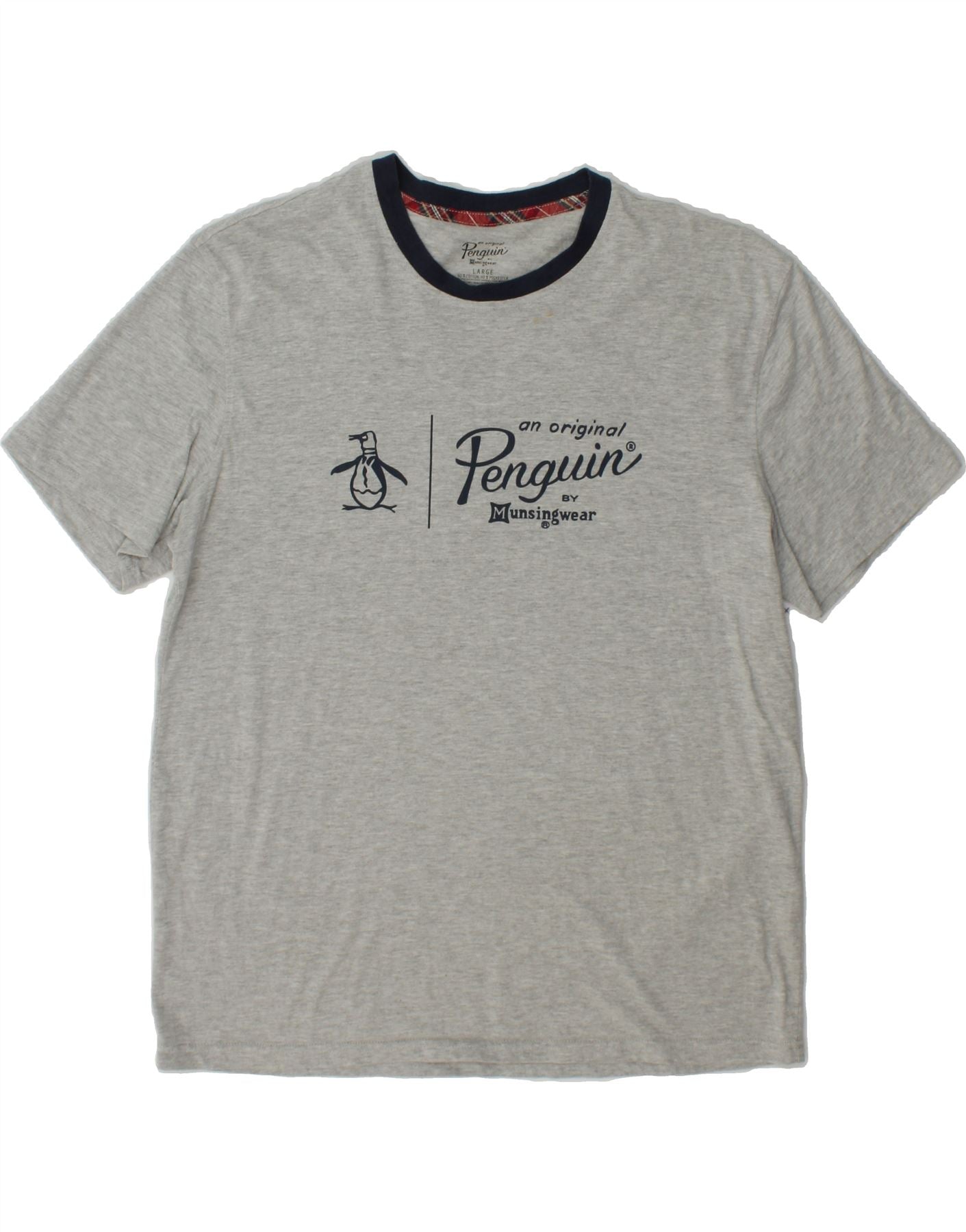 image of PENGUIN Mens Graphic T-Shirt Top Large Grey Cotton