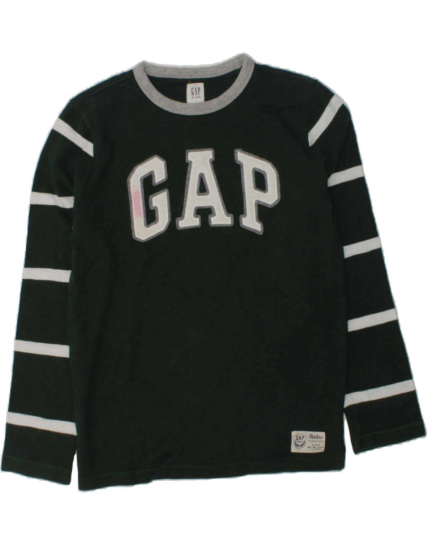 image of GAP Boys Graphic Top Long Sleeve 9-10 Years Large Green Cotton