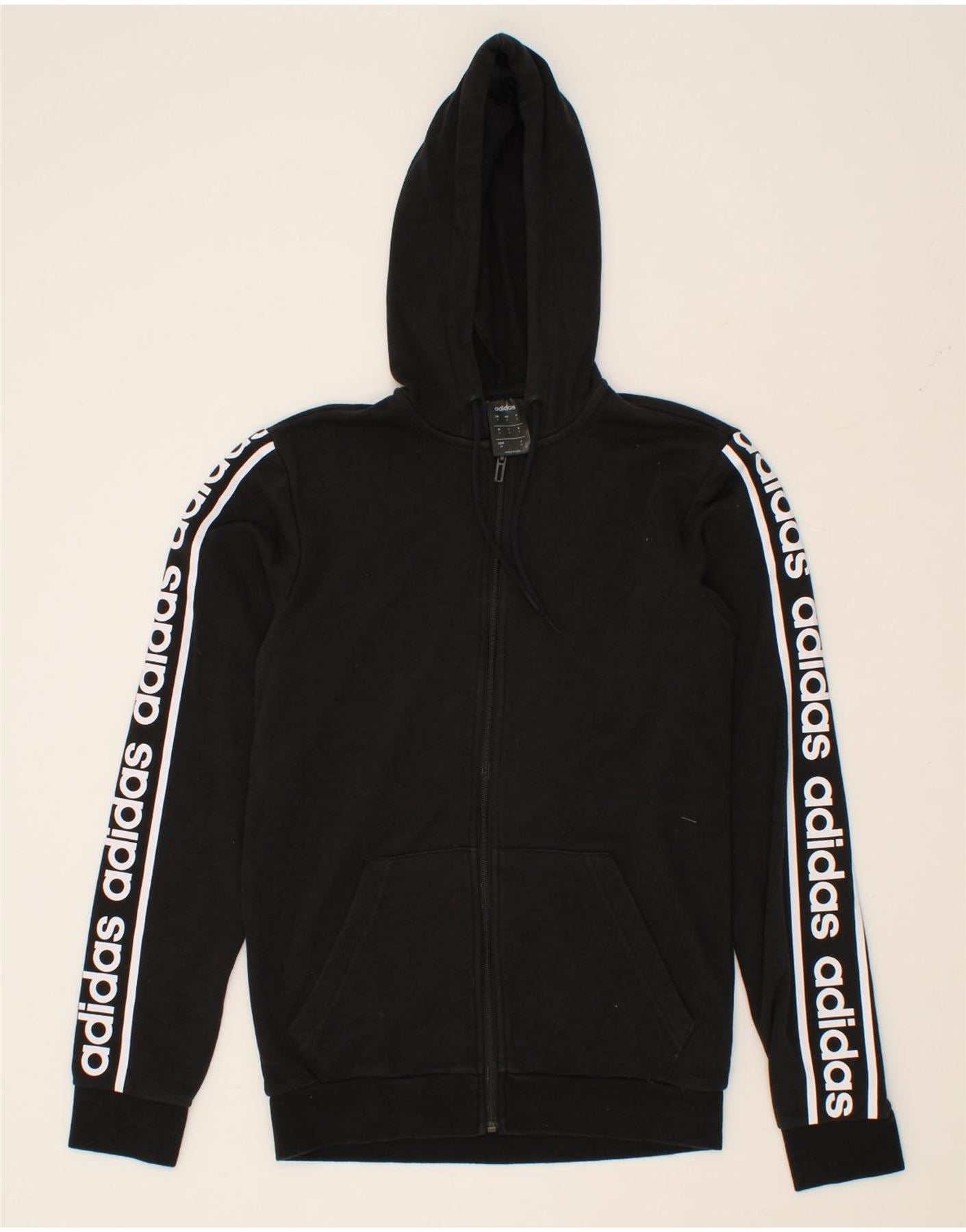 image of ADIDAS Mens Graphic Zip Hoodie Sweater Small Black Cotton