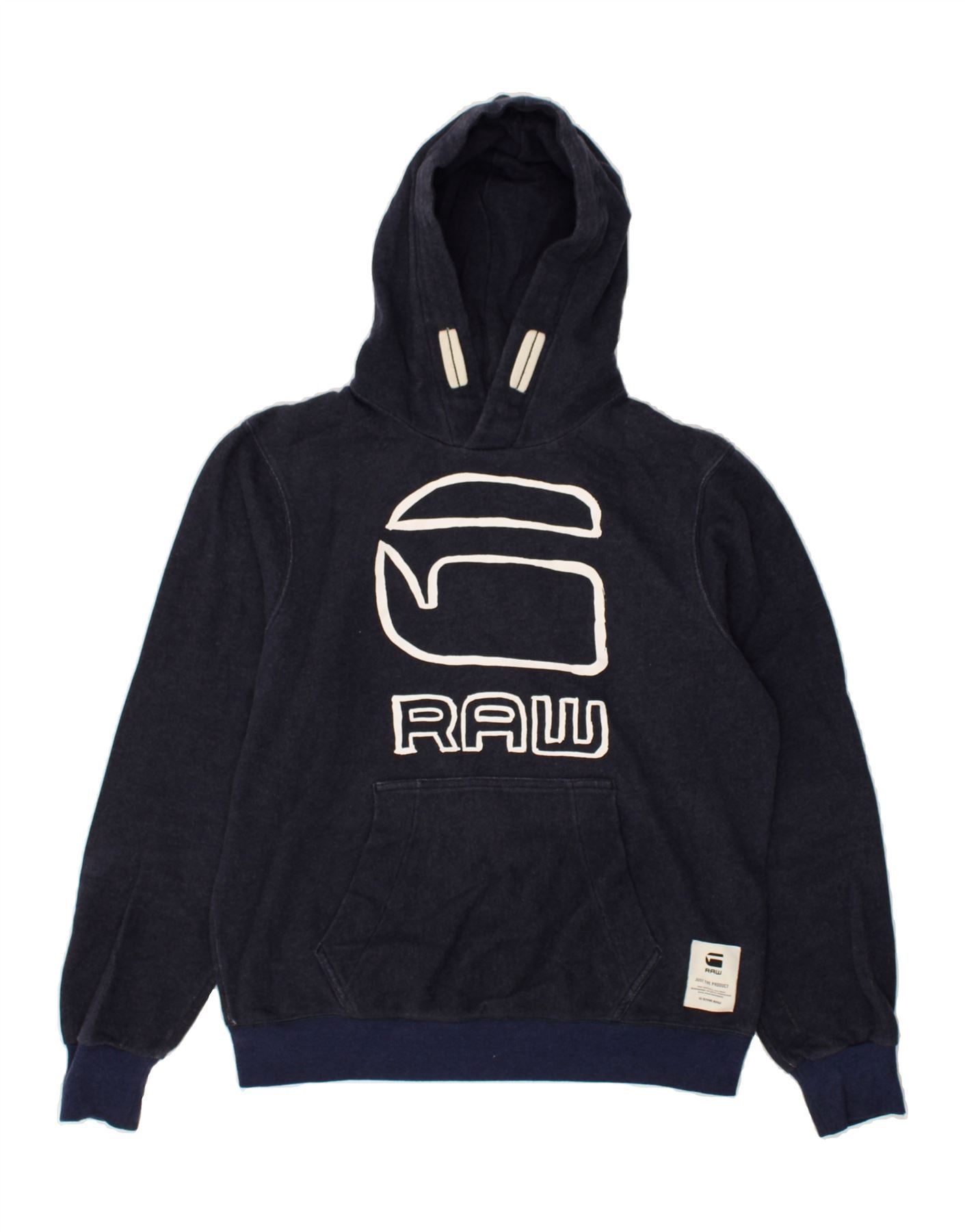 image of G-STAR Mens Graphic Hoodie Jumper Small Navy Blue Cotton