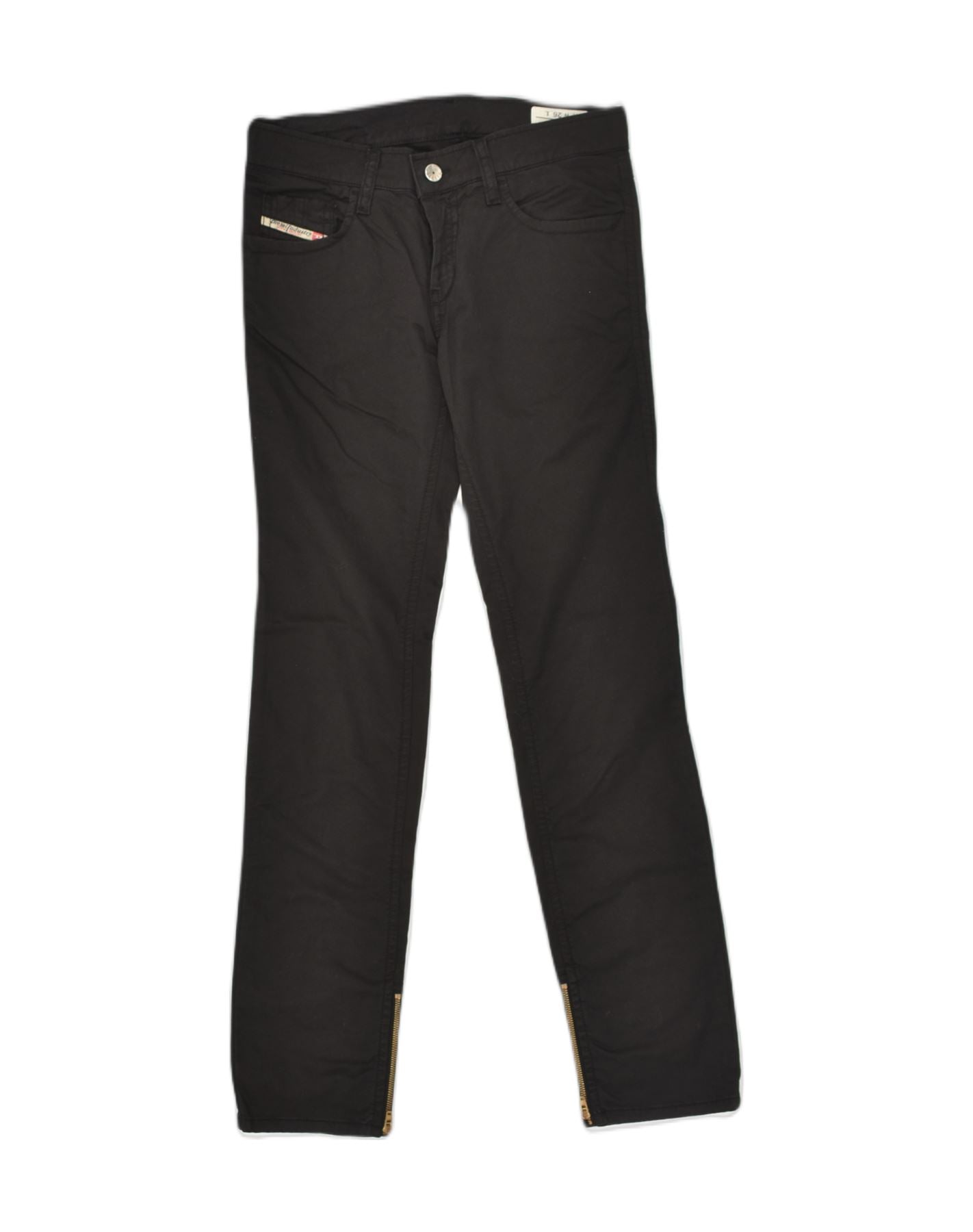 image of DIESEL Womens Zivy Straight Casual Trousers W26 L29 Black Cotton
