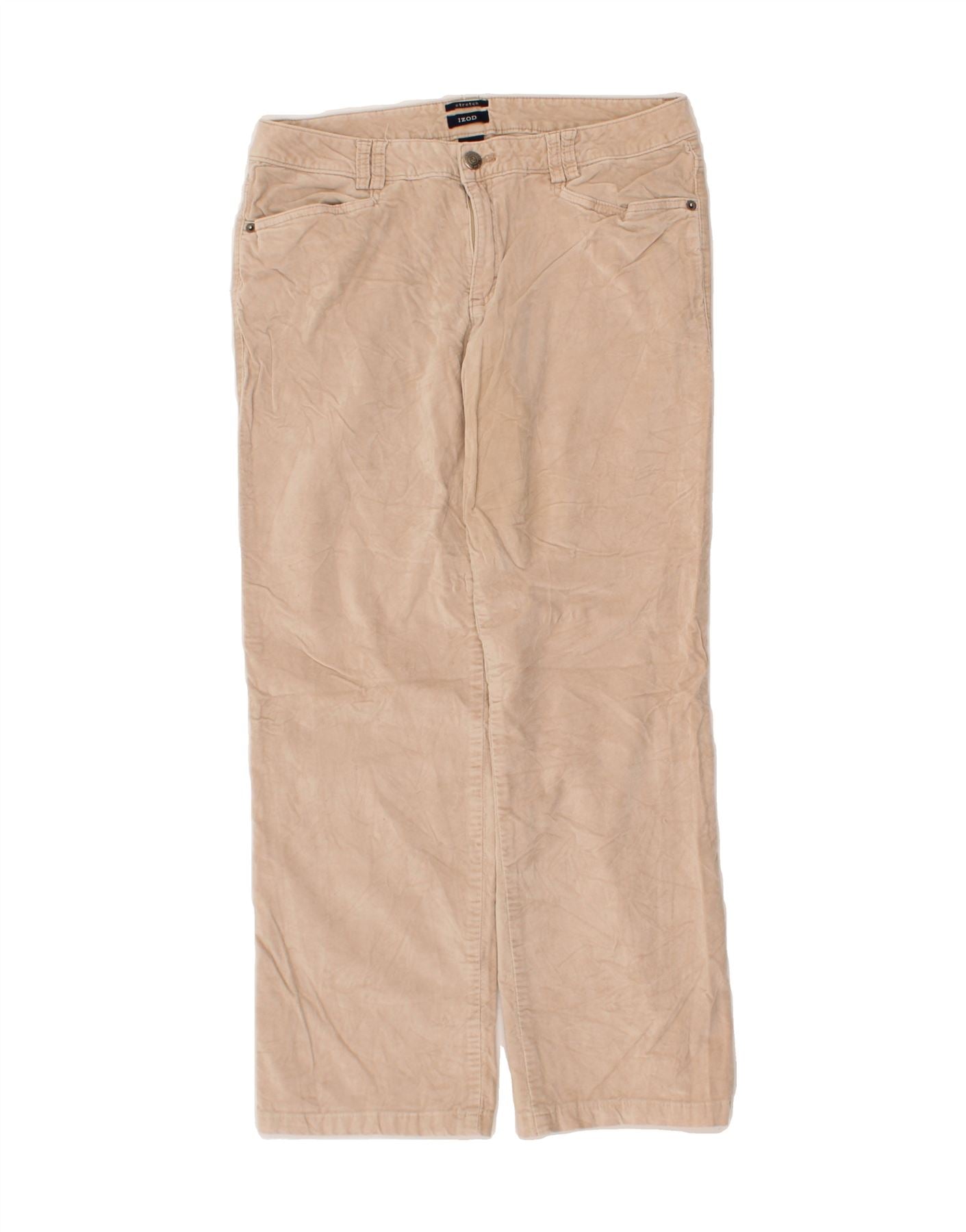 image of IZOD Womens Straight Corduroy Trousers US 6 Medium W30 L26 Beige Cotton