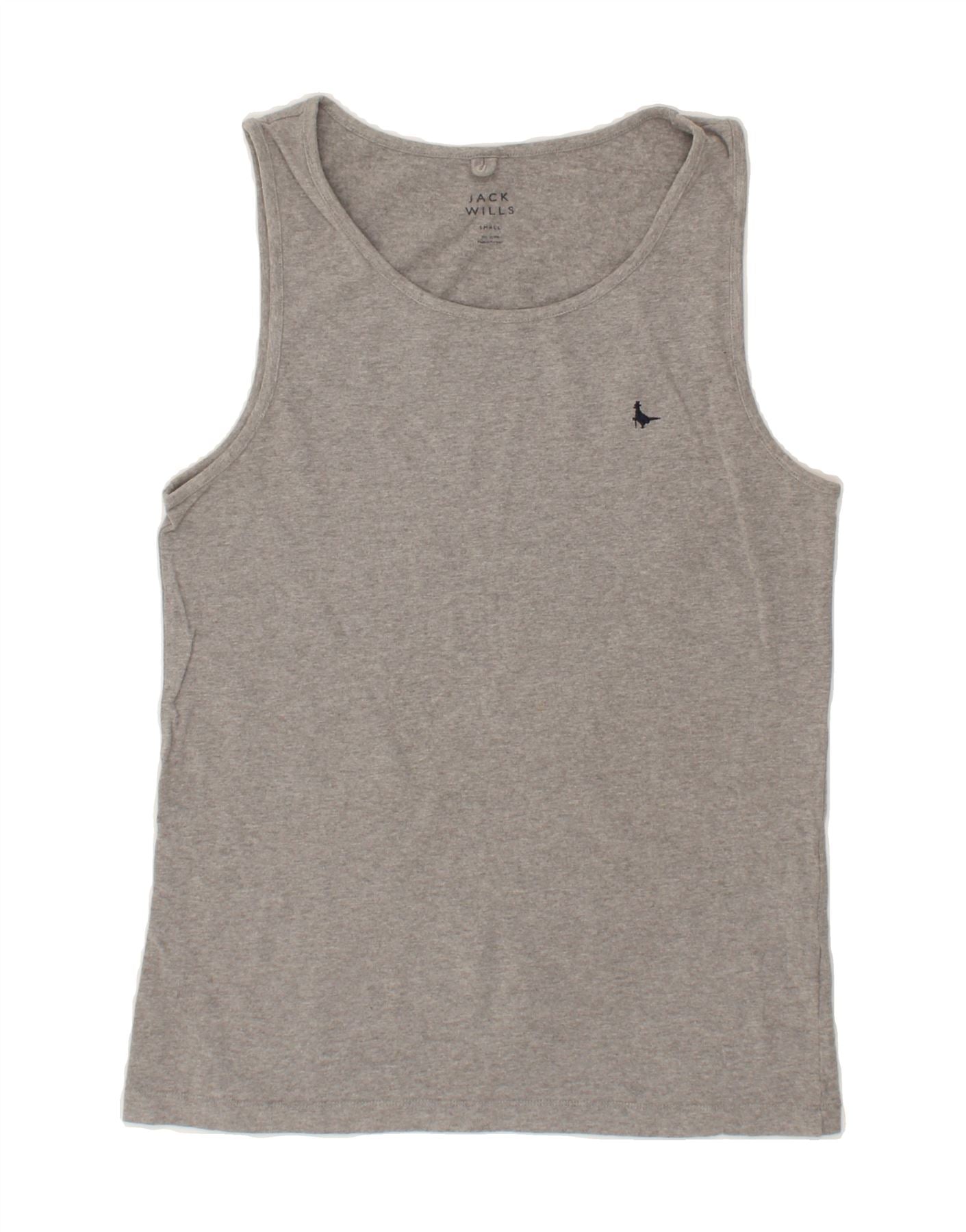 image of JACK WILLS Mens Vest Top Small Grey Cotton