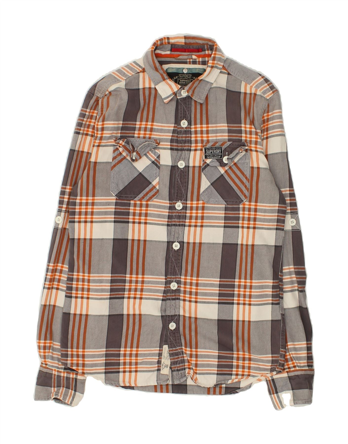 image of SUPERDRY Mens Shirt Medium Grey Check Cotton