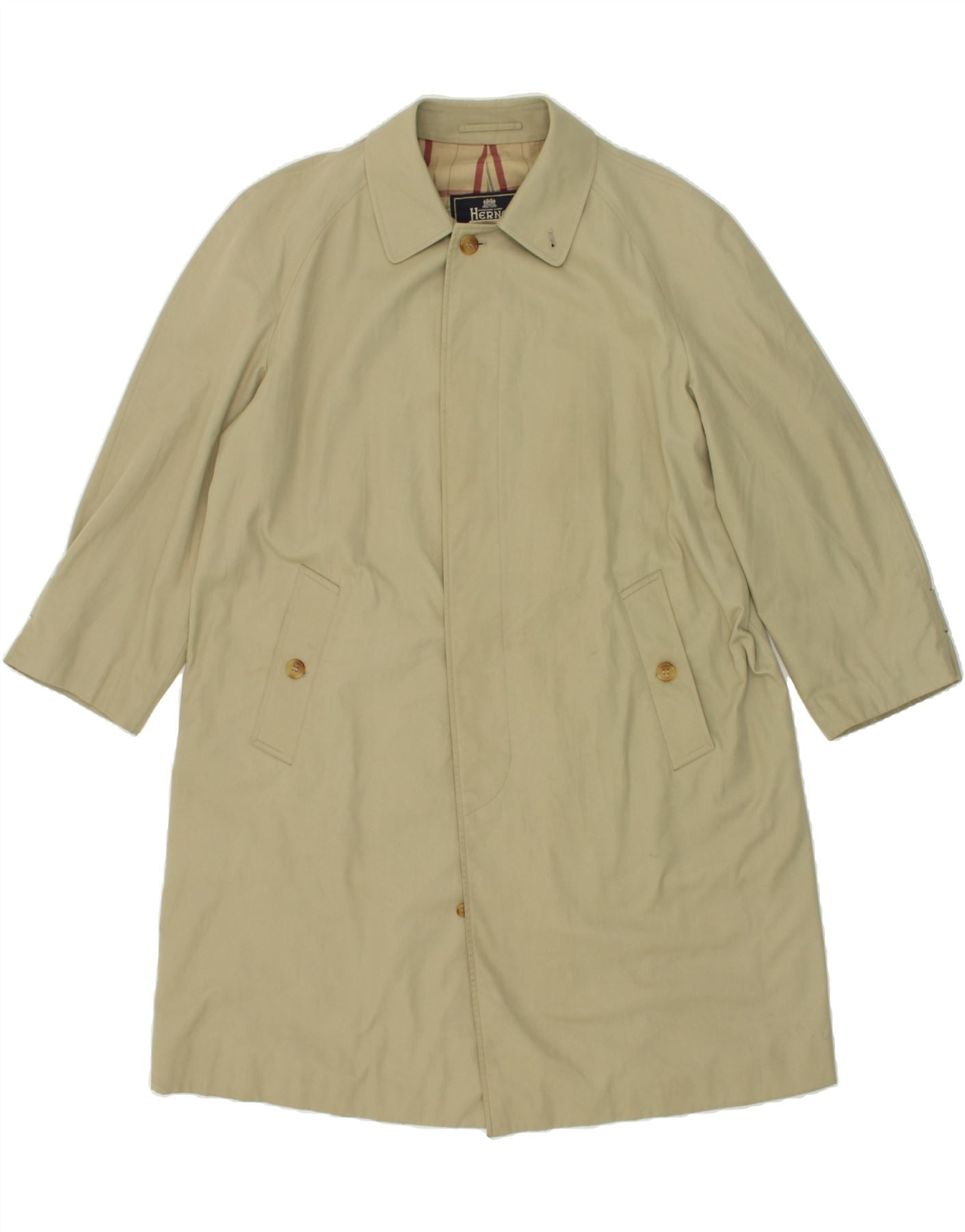 image of HERNO Mens Trench Coat EU 48 Medium Khaki