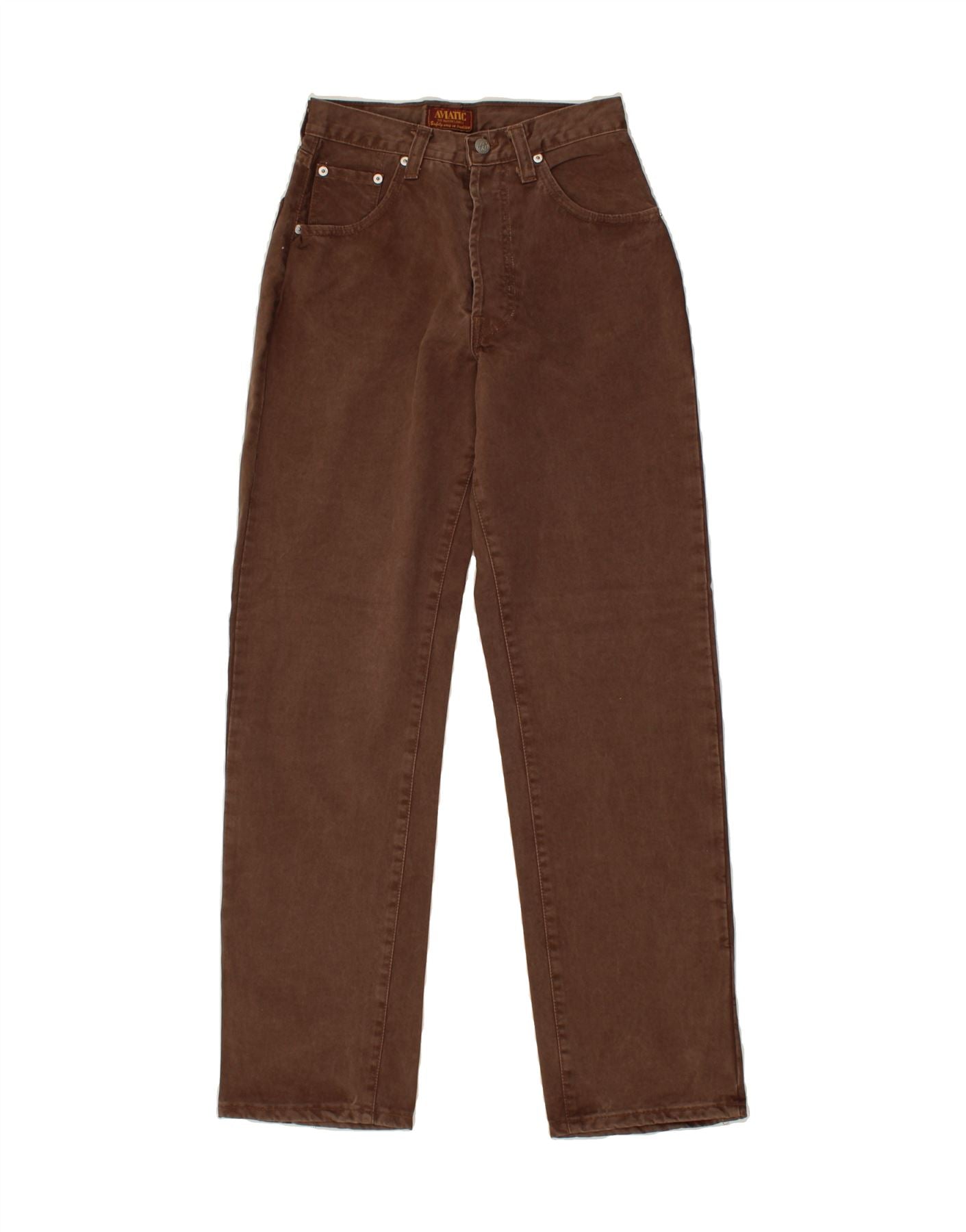 image of AVIATIC Womens Tapered Jeans W27 L30 Brown Cotton