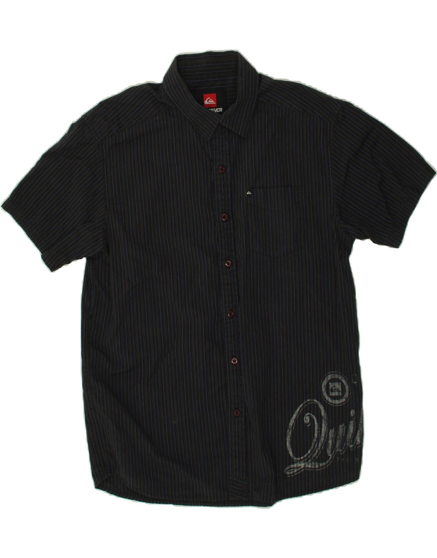 image of QUIKSILVER Mens Short Sleeve Shirt Large Black Striped