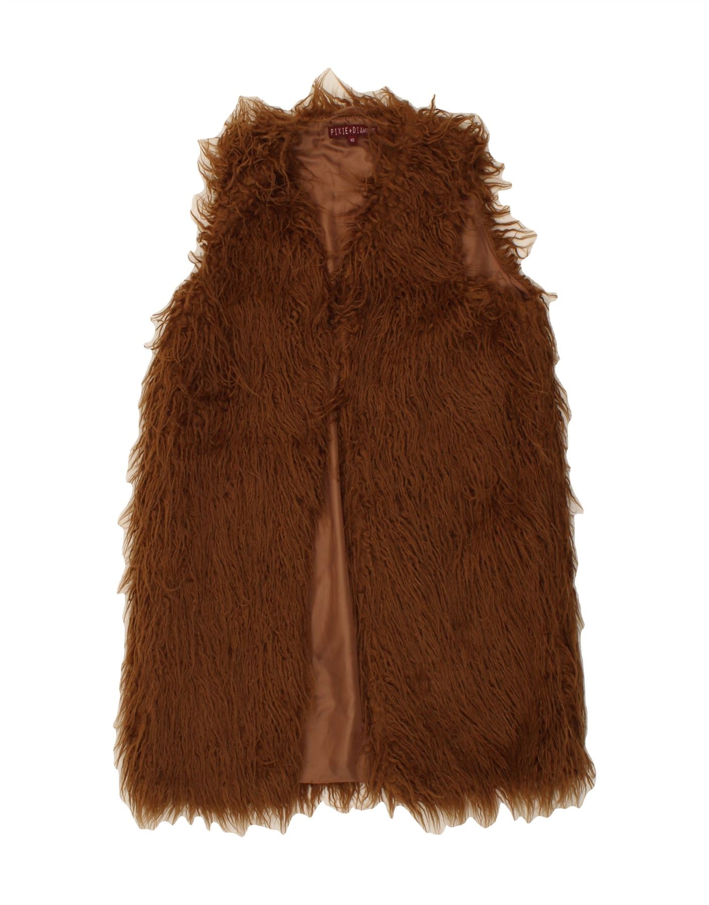 image of VINTAGE Womens Longline Gilet UK 10 Small Brown Acrylic