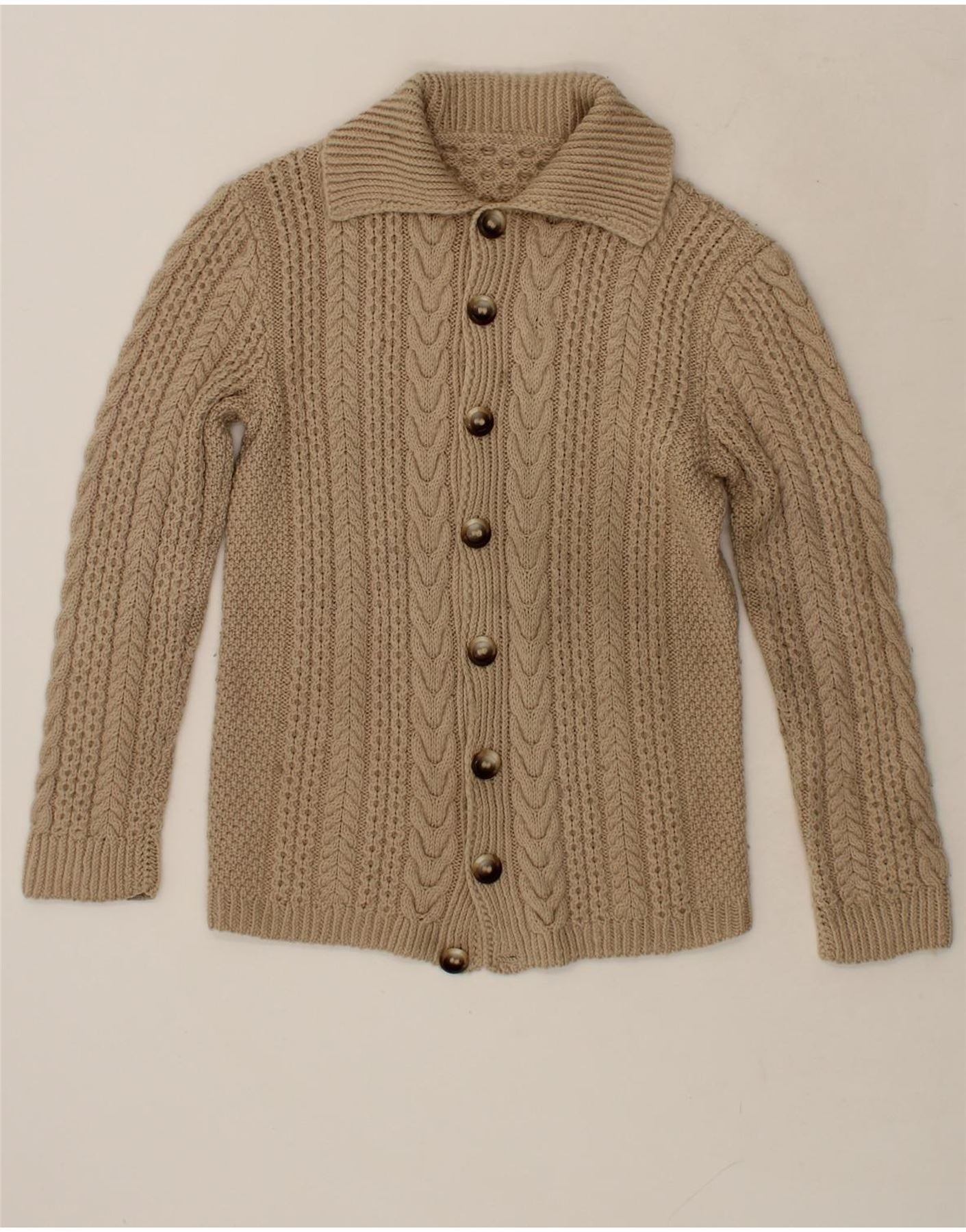 image of VINTAGE Mens Cardigan Sweater Small Beige