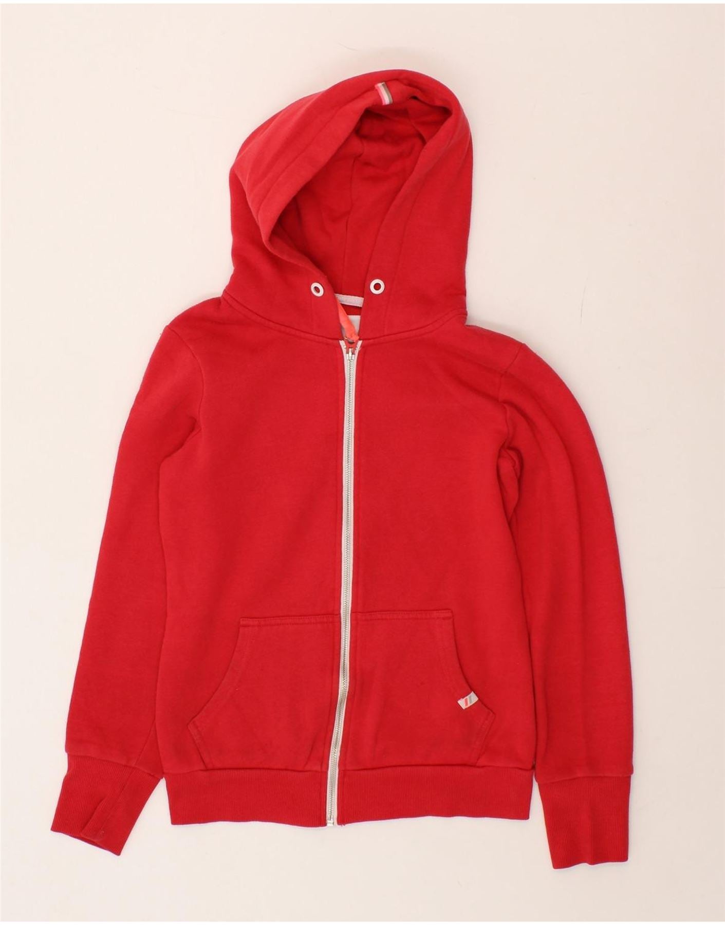 image of SUPERDRY Womens Zip Hoodie Sweater UK 10 Smalll Red Polyester