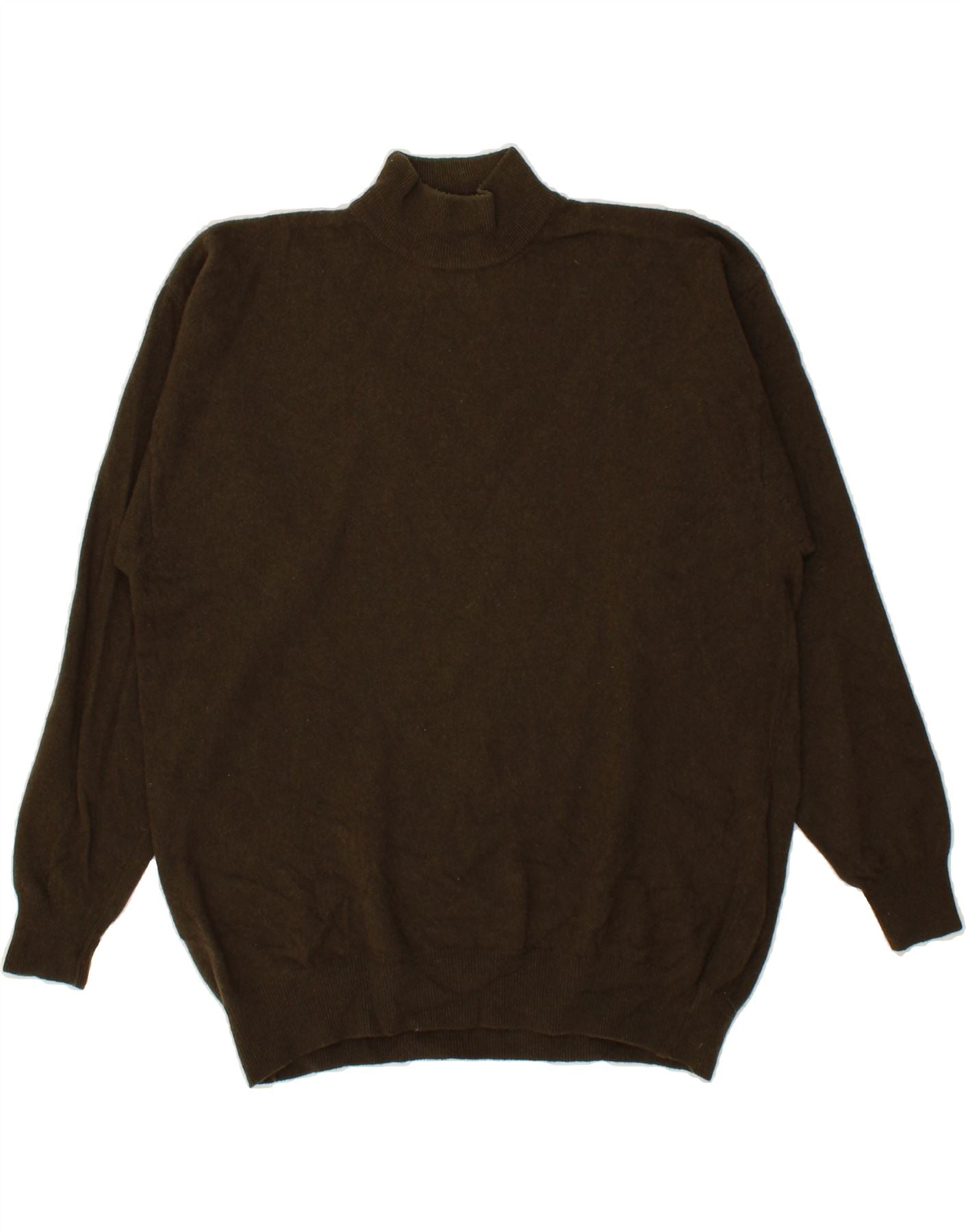 image of RIFLE Mens Turtle Neck Jumper Sweater Large Brown