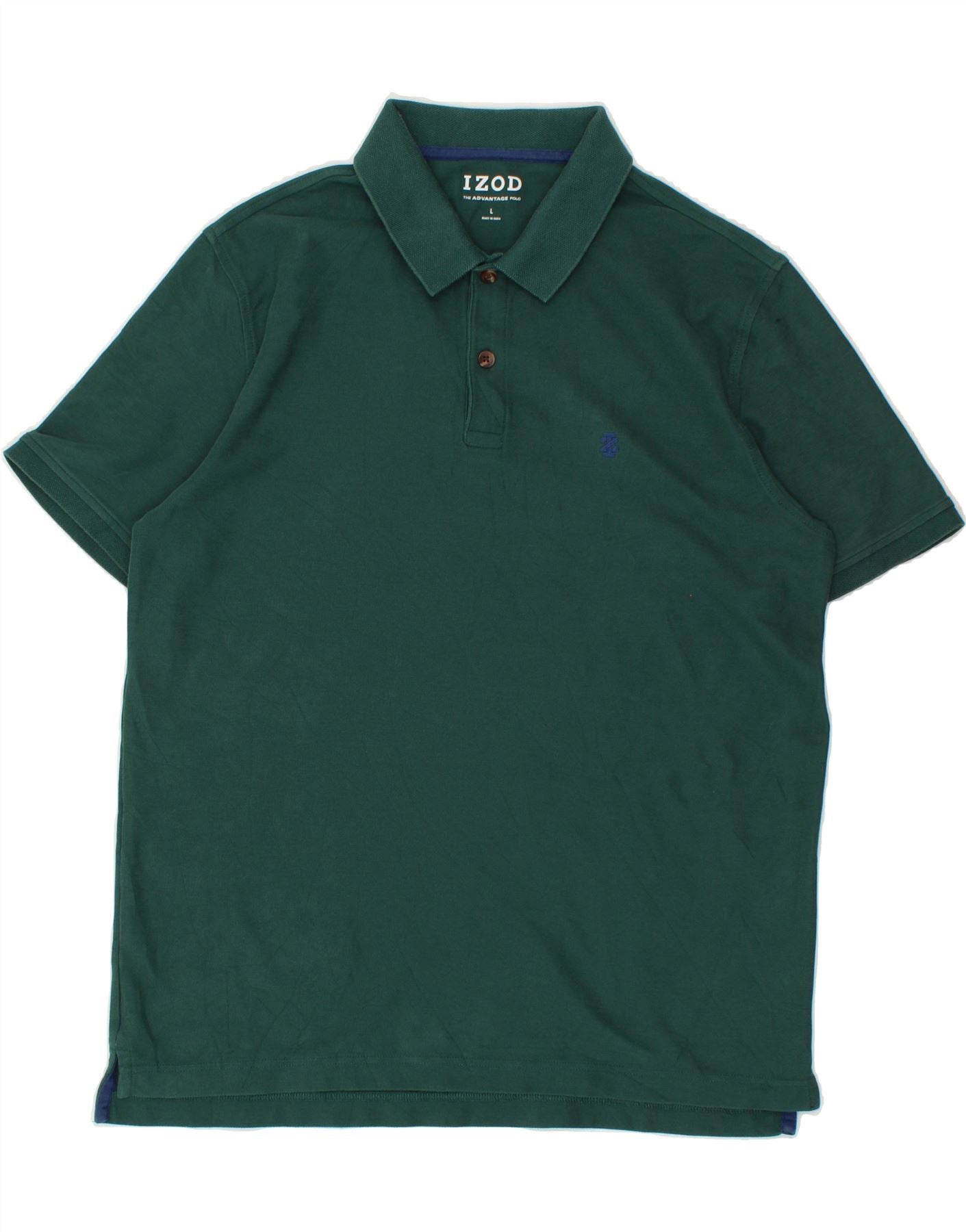 Image of IZOD Mens Polo Shirt Large Green Cotton