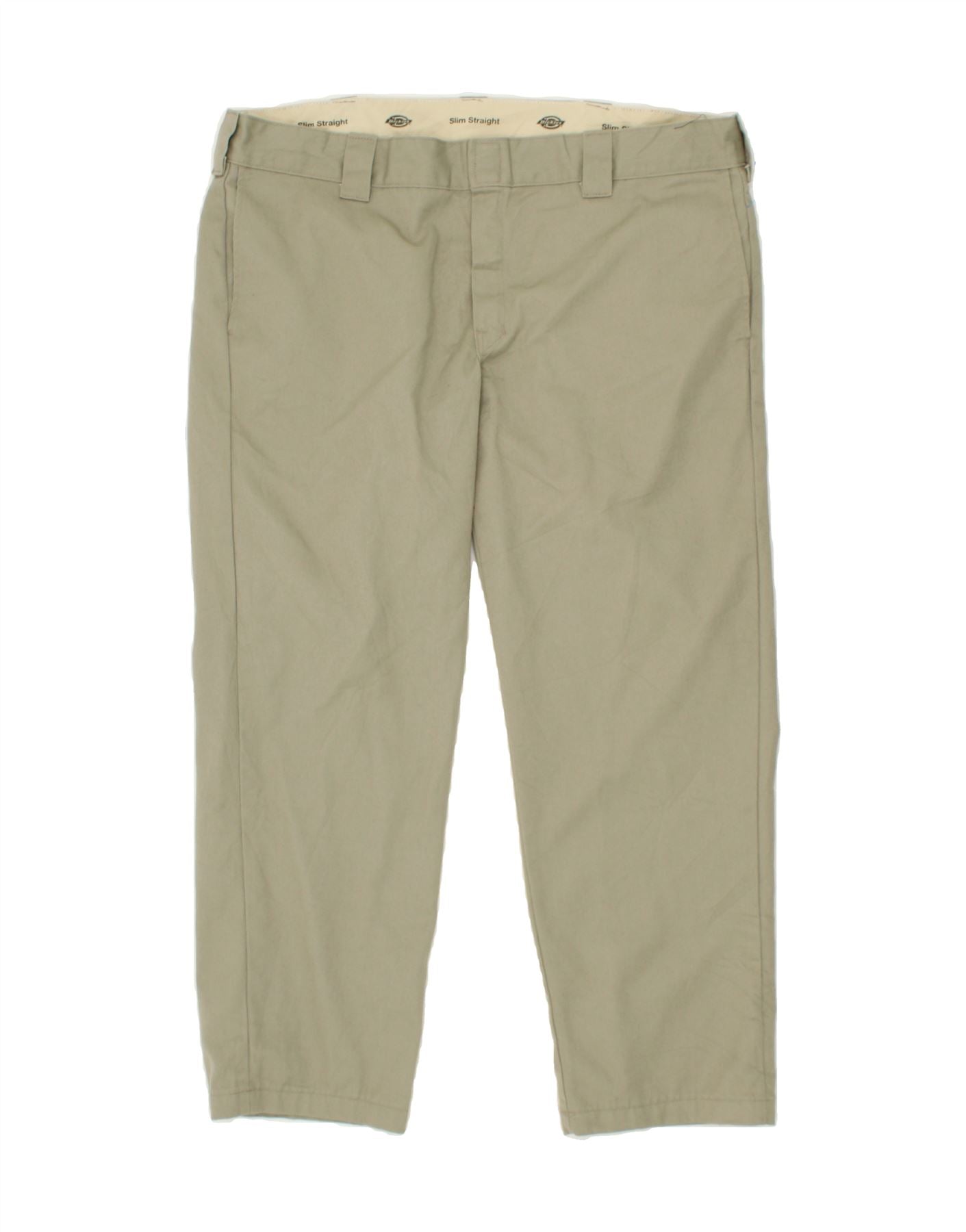 image of DICKIES Mens Slim Straight Chino Trousers W40 L30 Khaki Polyester