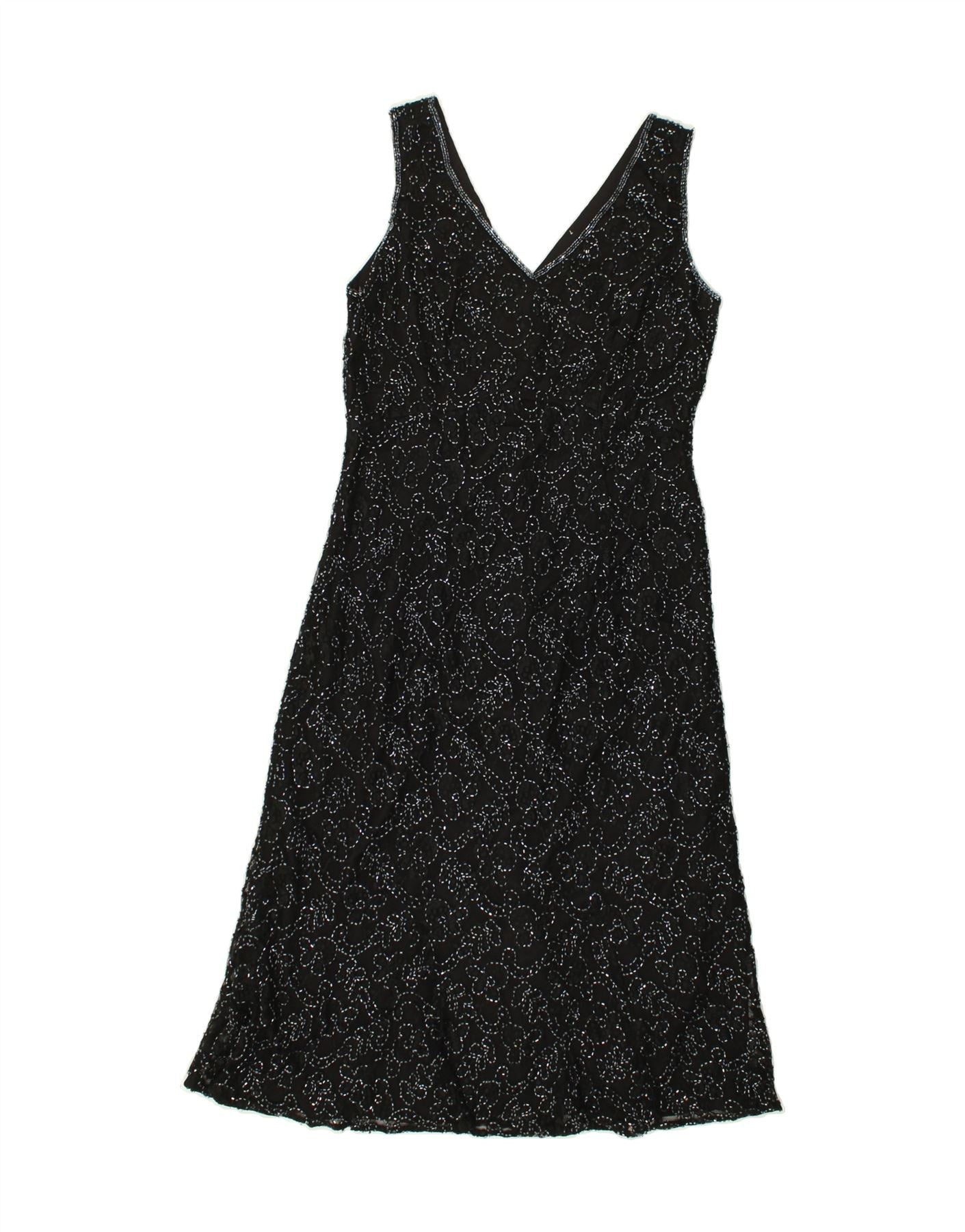 image of VINTAGE Womens Sleeveless A-Line Dress UK 12 Medium Black