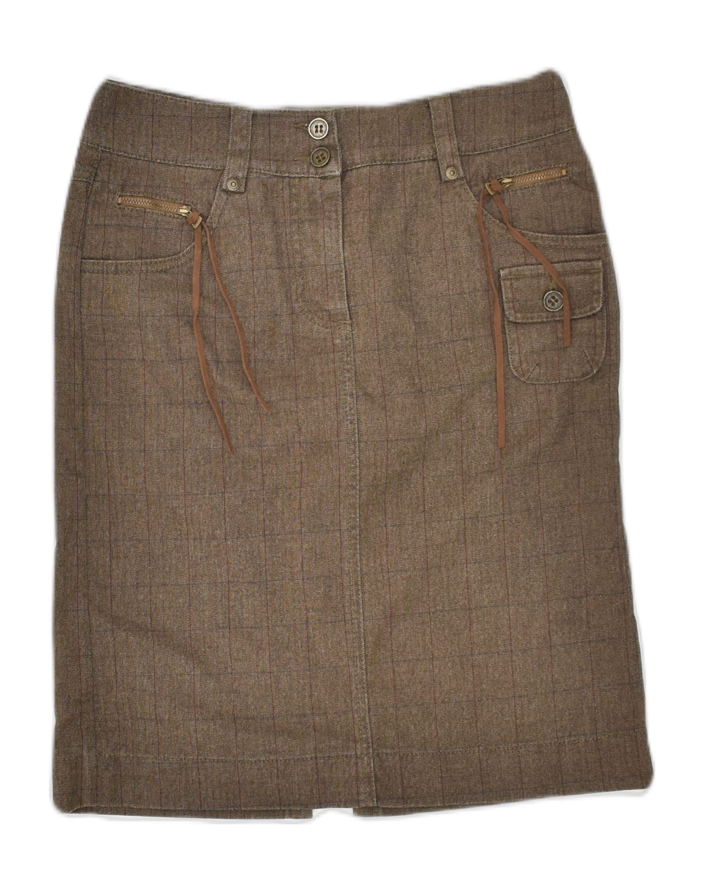 image of MARLBORO CLASSICS Womens Straight Skirt EU 42 Large W29 Brown Herringbone