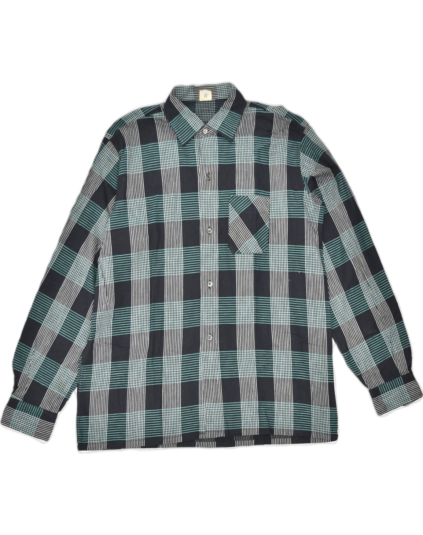 Image of VINTAGE Mens Shirt Medium Black Check Cotton