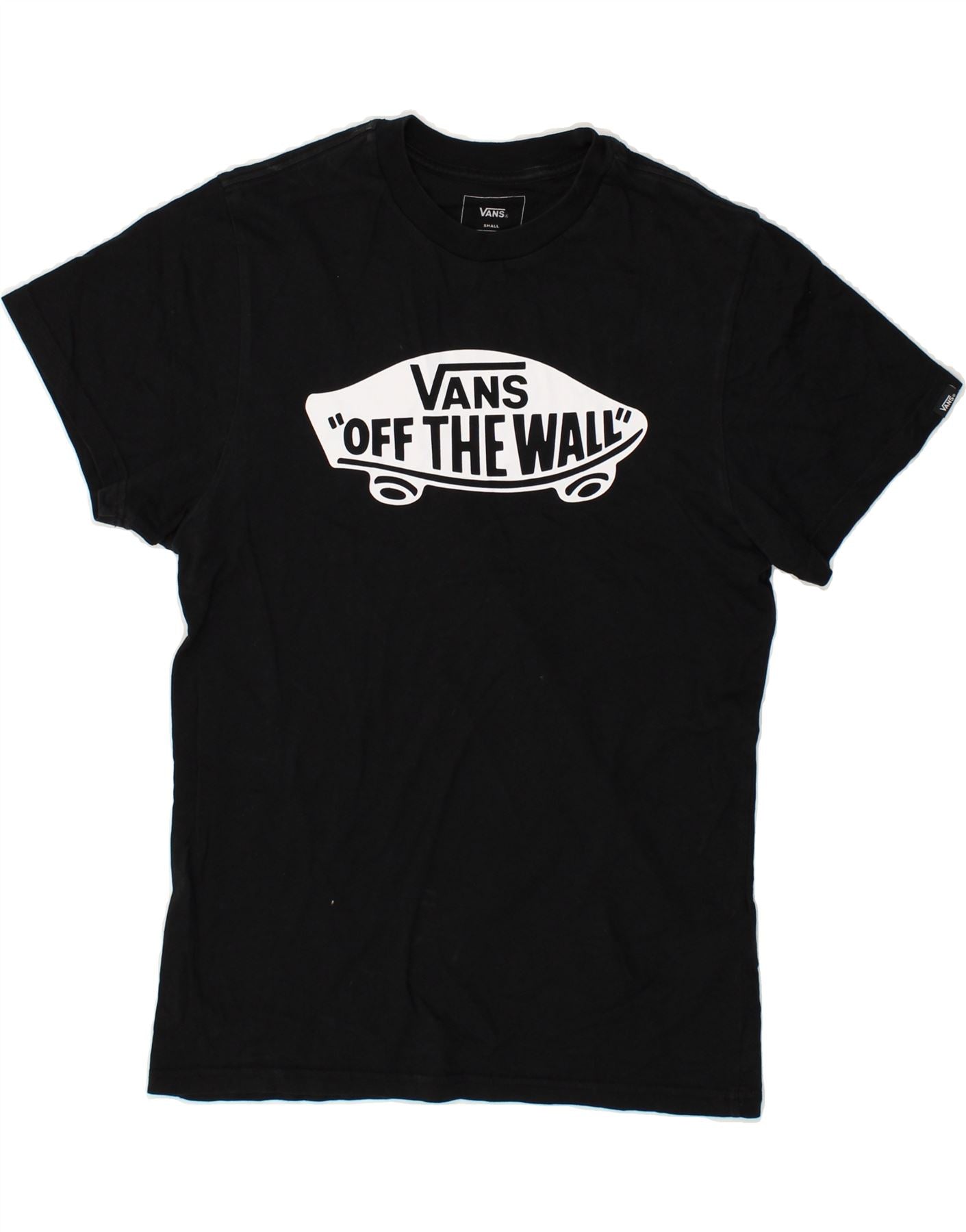 image of VANS Mens Custom Fit Graphic T-Shirt Top Small Black Cotton