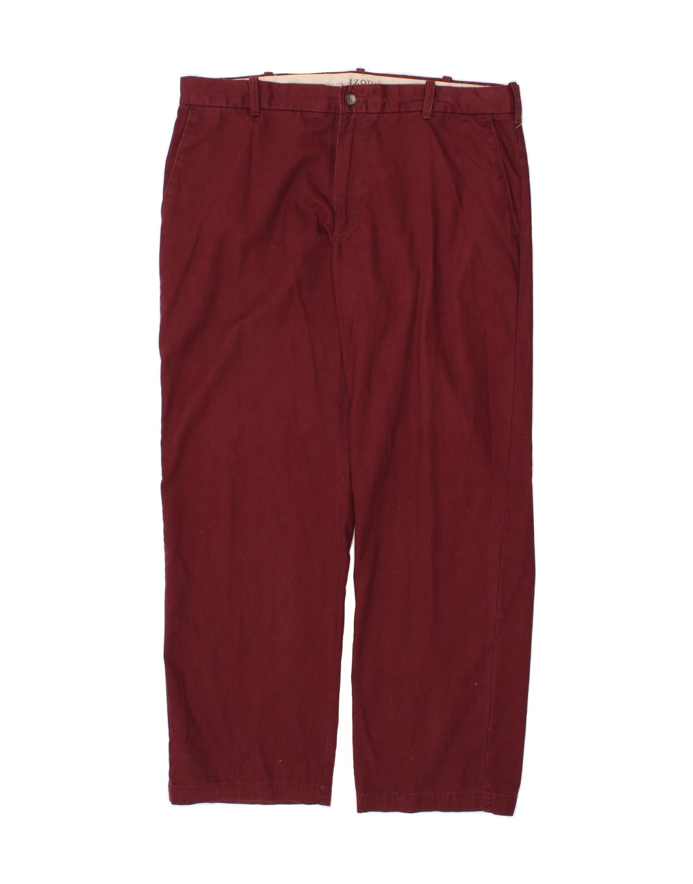 image of IZOD Mens Straight Chino Trousers W38 L32  Red Cotton