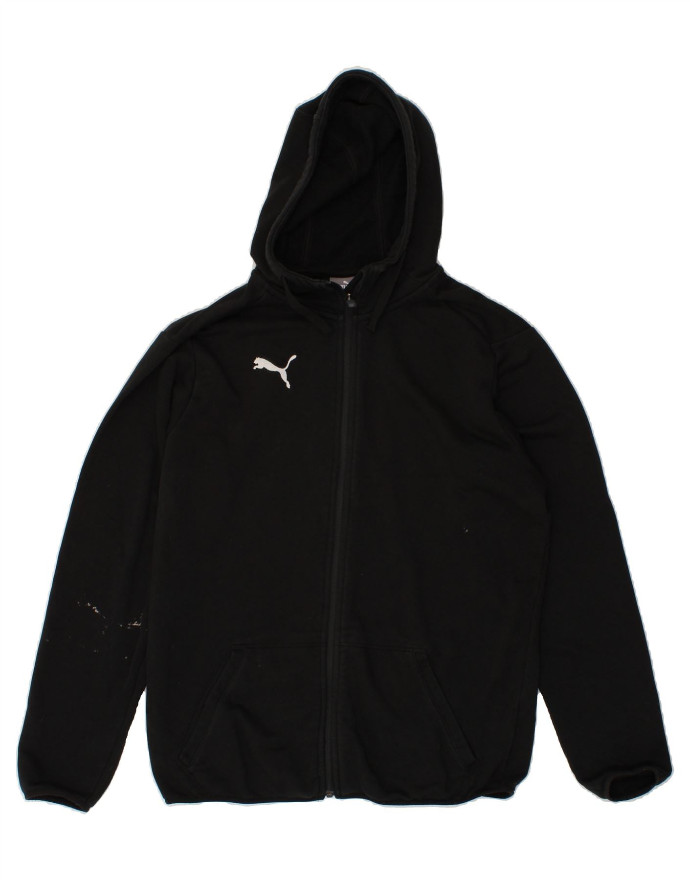 image of PUMA Mens Zip Hoodie Sweater Medium Black Cotton