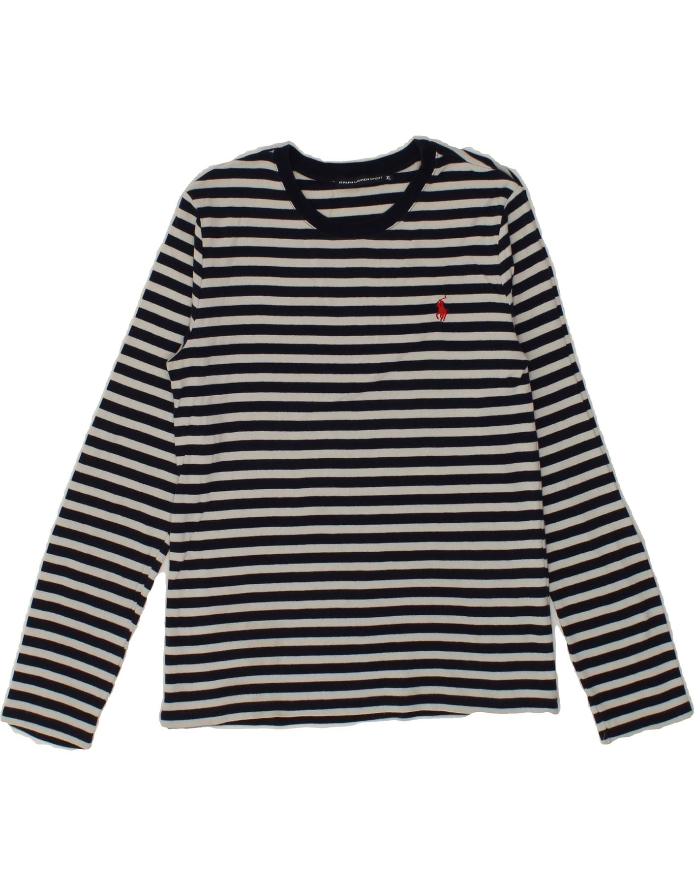 Image of RALPH LAUREN Womens Top Long Sleeve UK 18 XL Black Striped Cotton