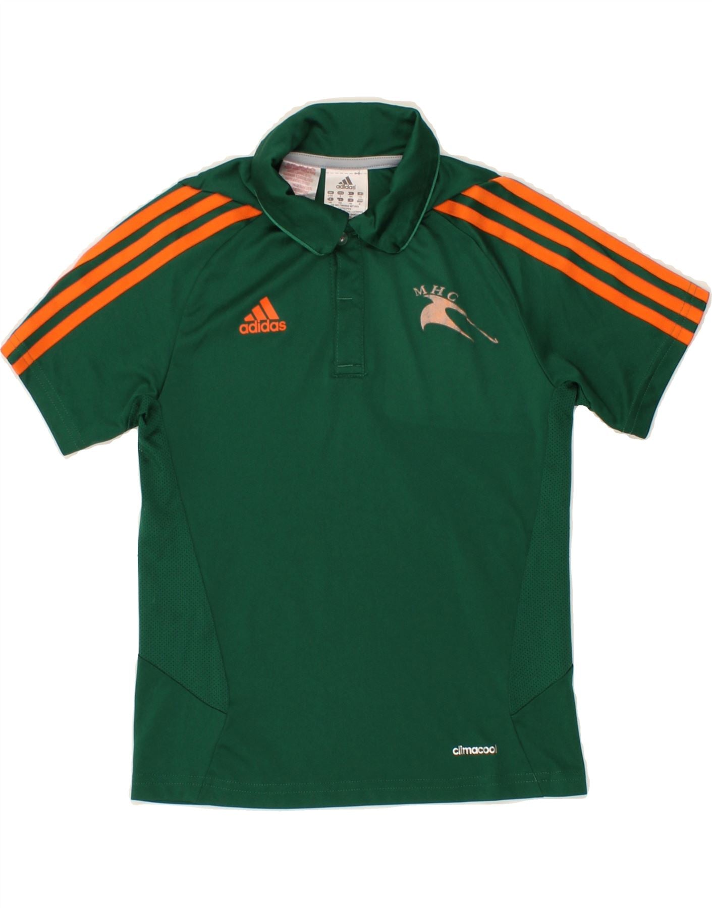 ADIDAS Boys Climacool Polo Shirt 9-10 Years Green Polyester