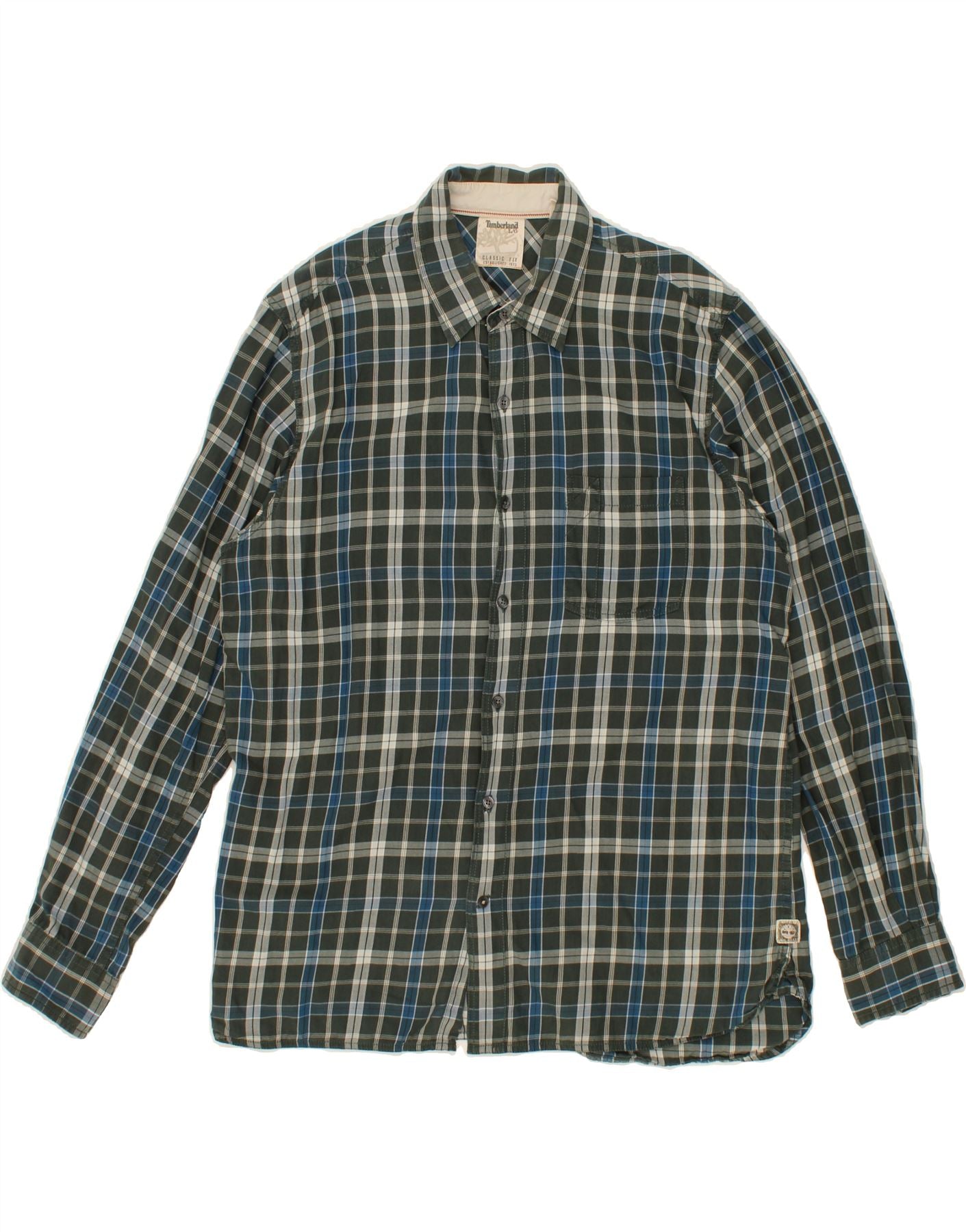 Image of TIMBERLAND Mens Classic Fit Shirt Large Green Check