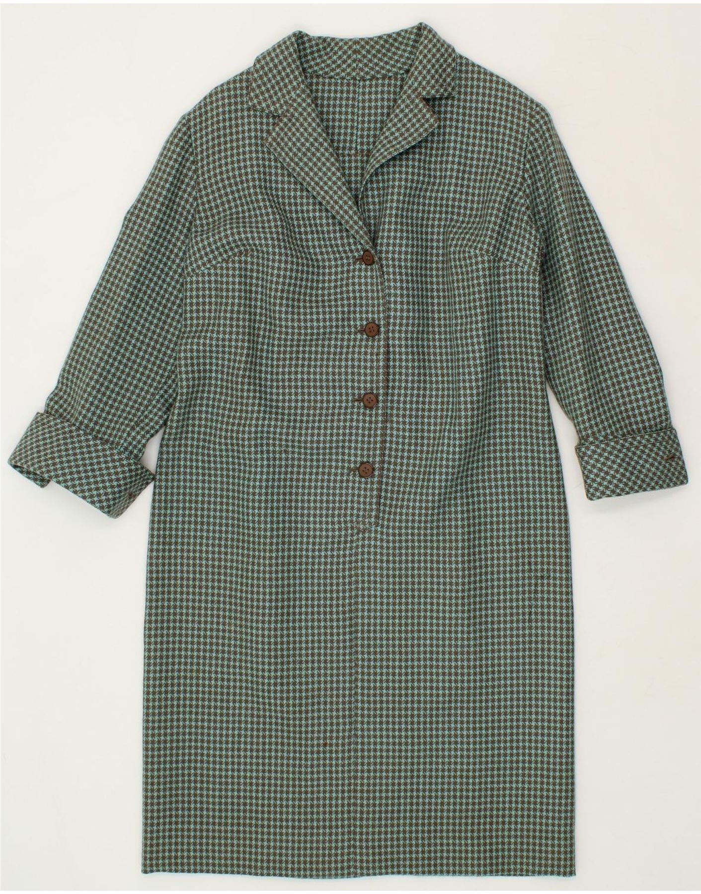 image of VINTAGE Womens Long Sleeve Pullover Shirt Dress UK 14 Medium Green