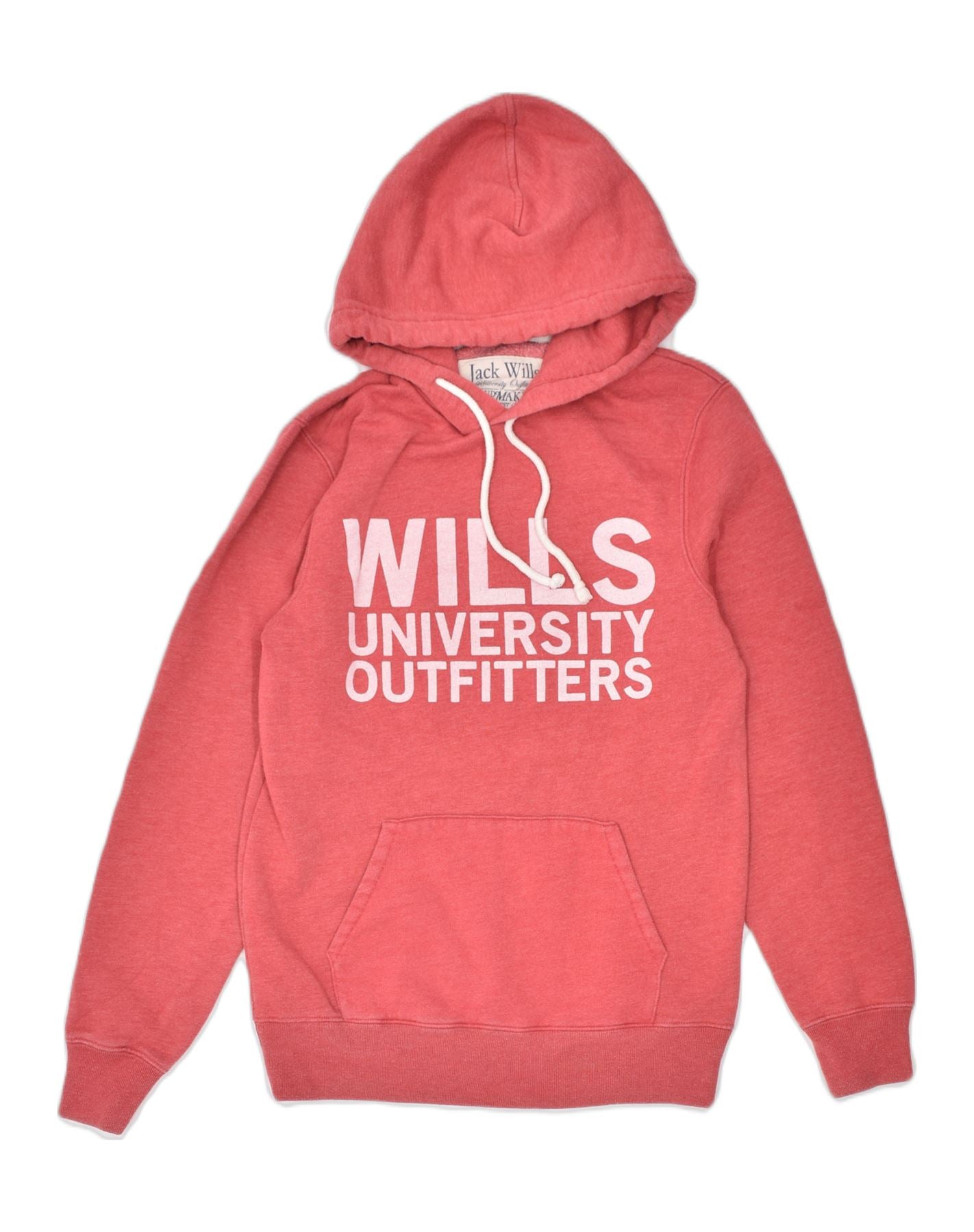 image of JACK WILLS Mens Graphic Hoodie Jumper XS Red Cotton