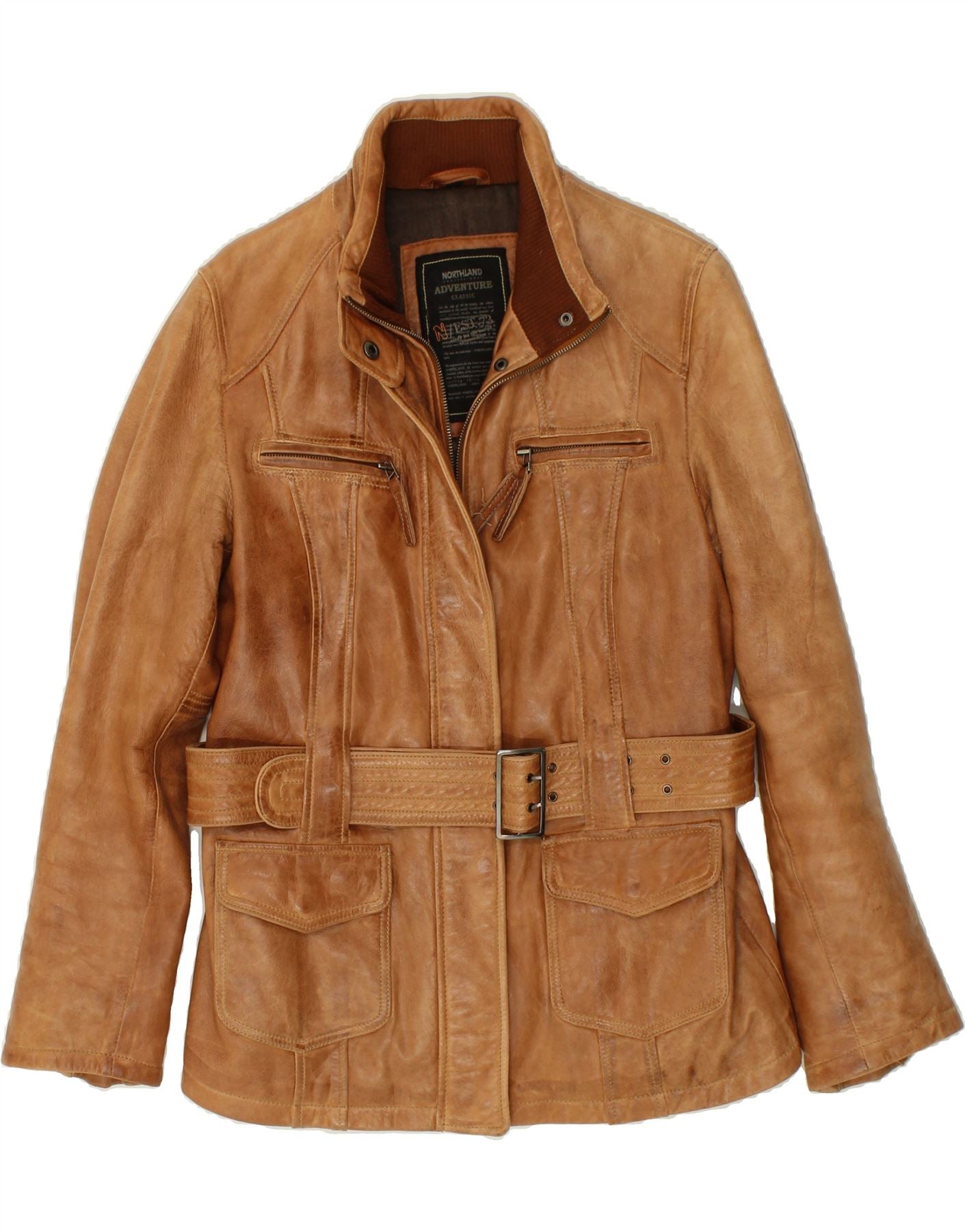 Image of NORTHLAND Womens Leather Jacket EU 40 Medium Brown