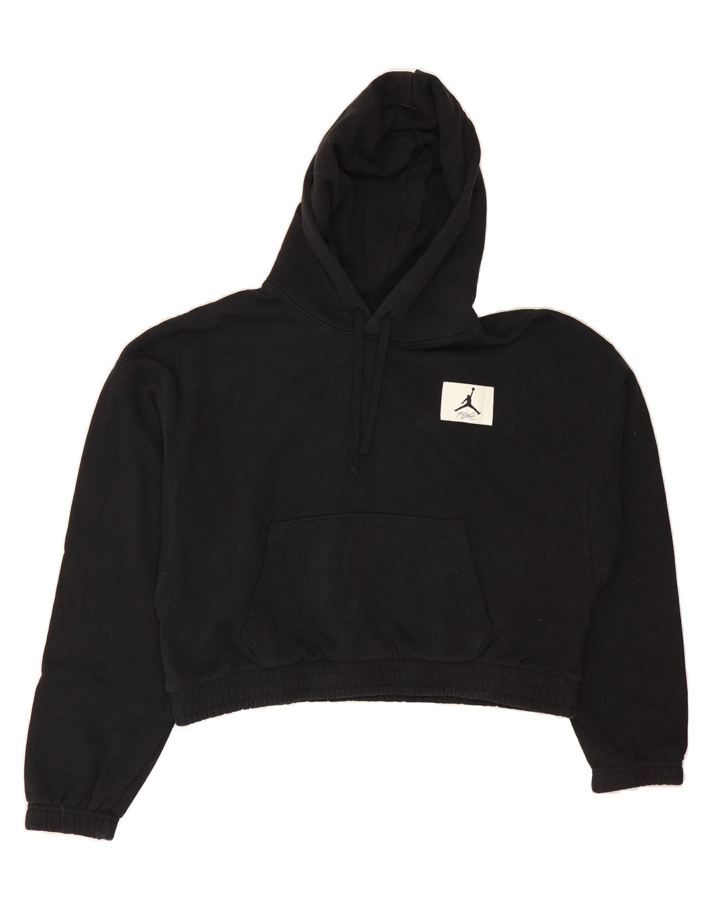 image of JORDAN Womens Oversized Crop Hoodie Jumper UK 10 Small Black Cotton