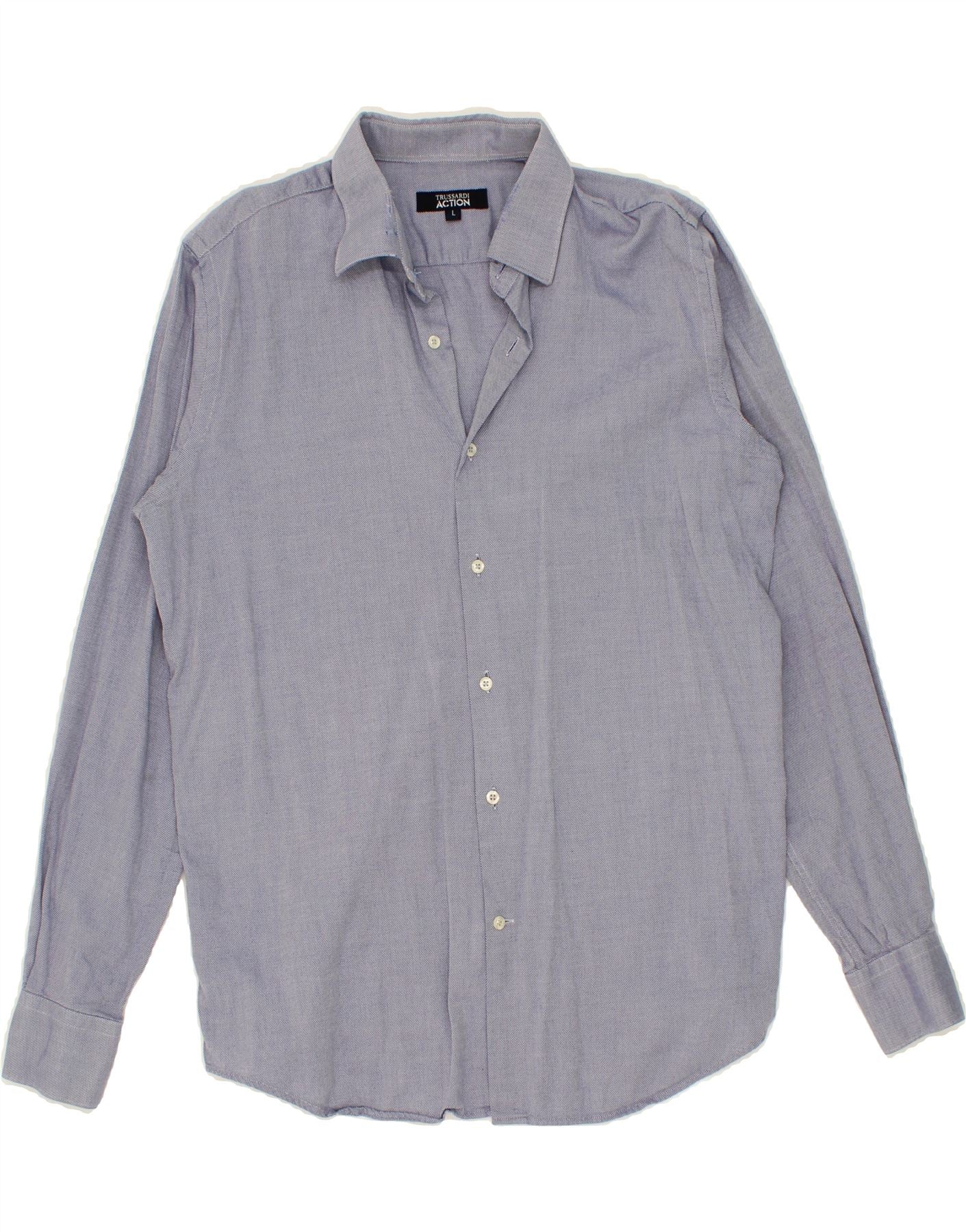 image of TRUSSARDI Mens Shirt Large Blue