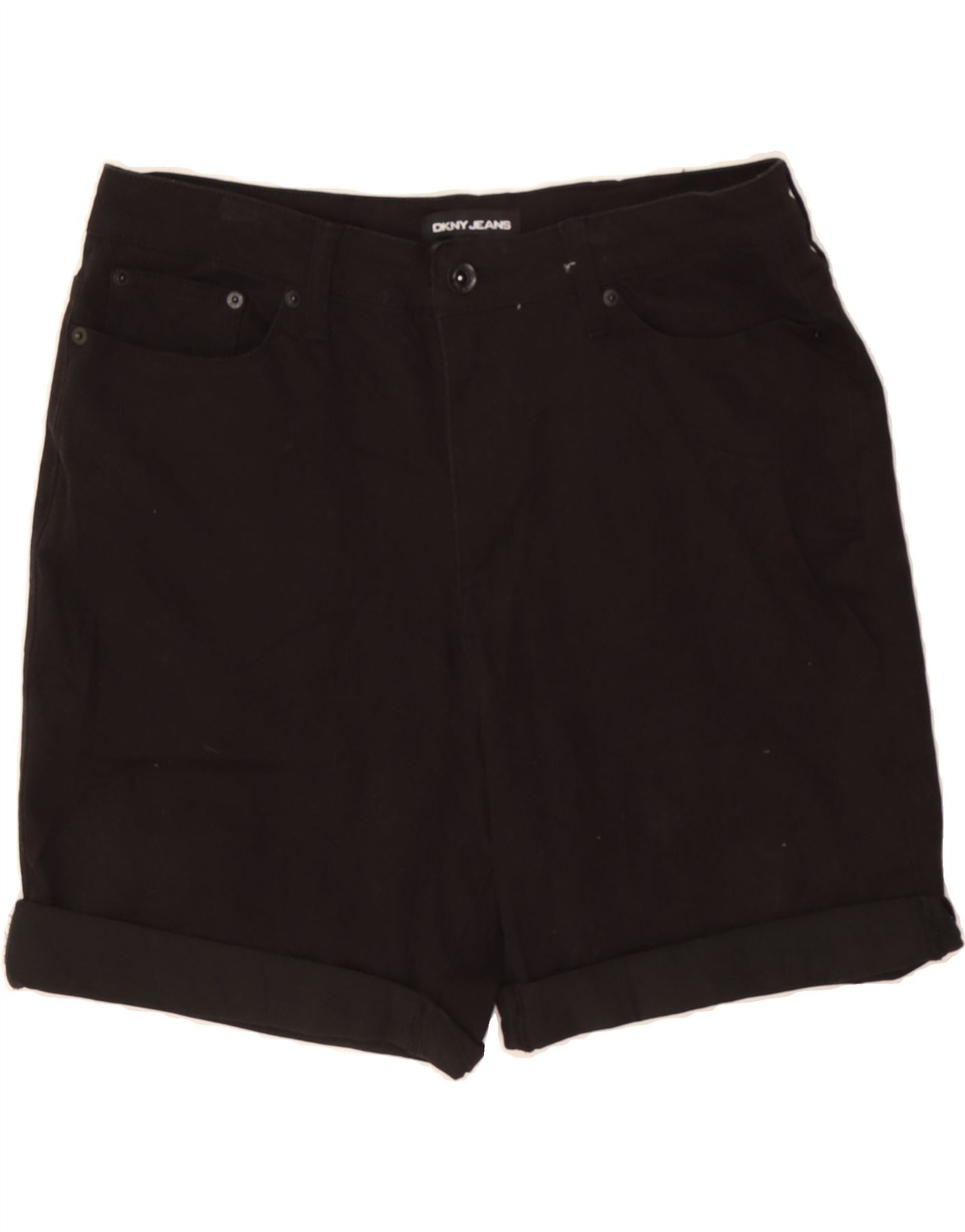 image of DKNY Womens Denim Shorts US 12 Large W34 Black Cotton