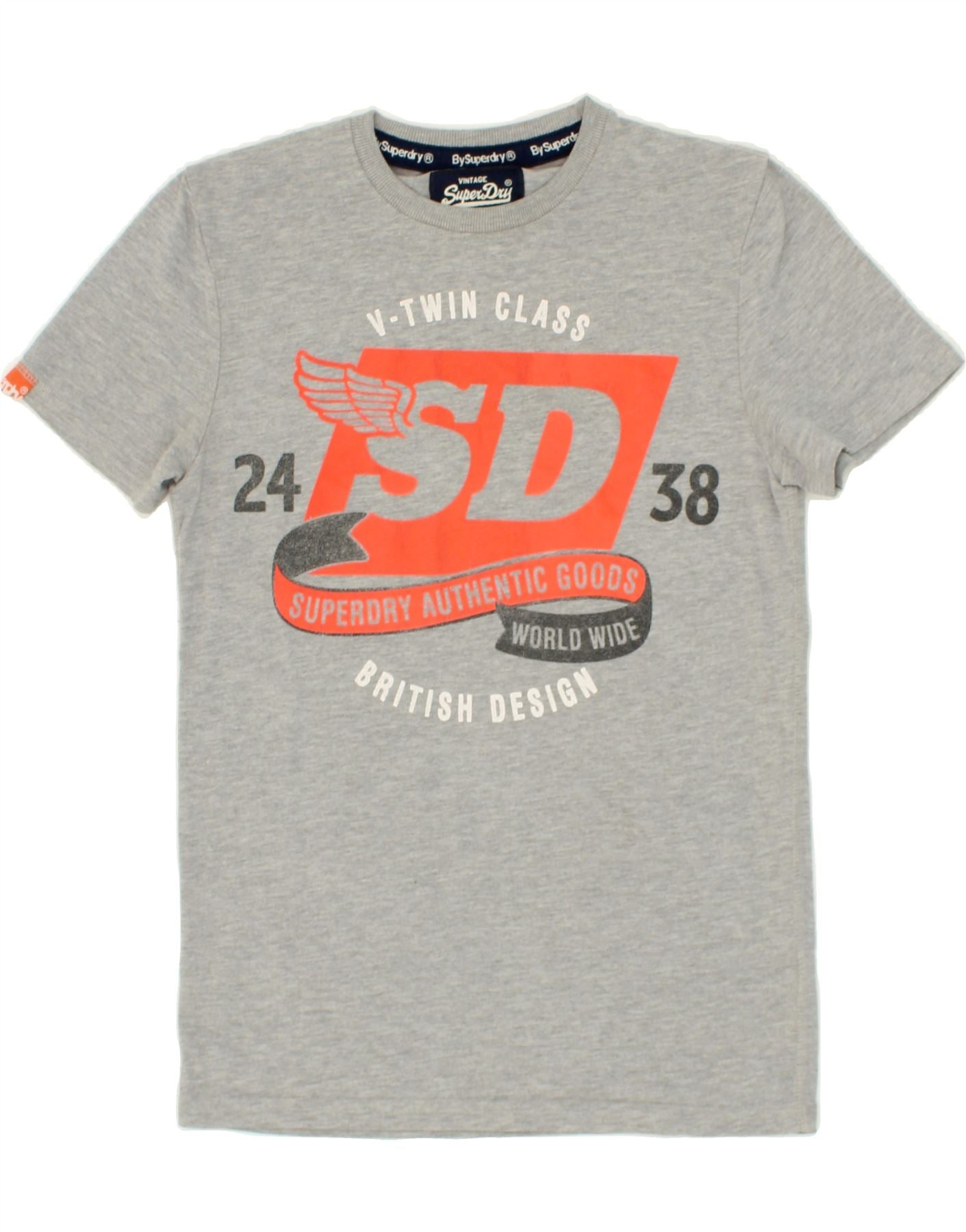 Image of SUPERDRY Mens Graphic T-Shirt Top Small Grey Cotton