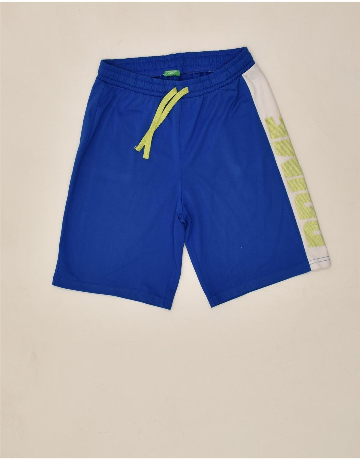 image of BENETTON Boys Graphic Sport Shorts 11-12 Years 2XL  Blue Colourblock