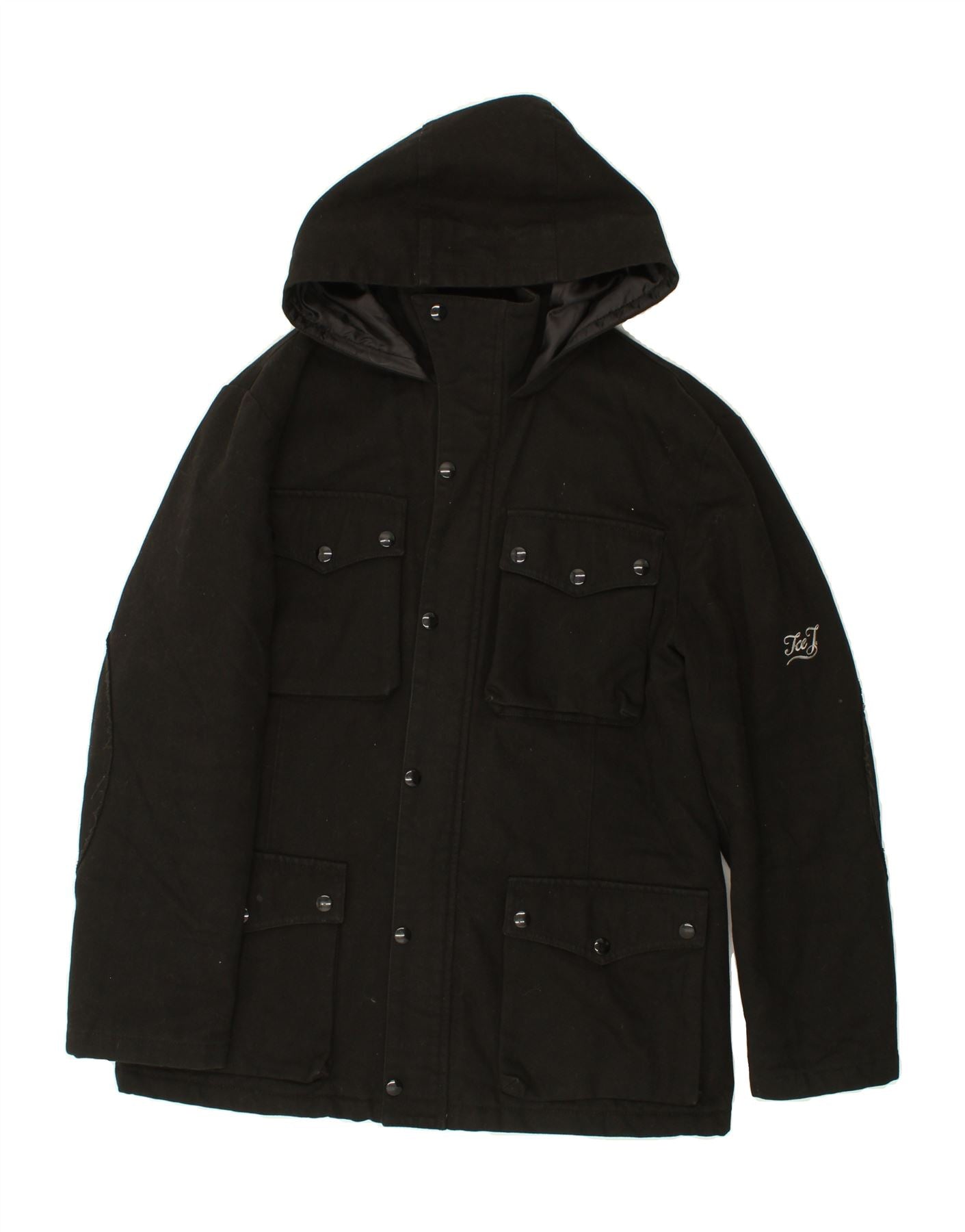 image of ICEBERG Mens Hooded Windbreaker Jacket IT 54 2XL Black Cotton