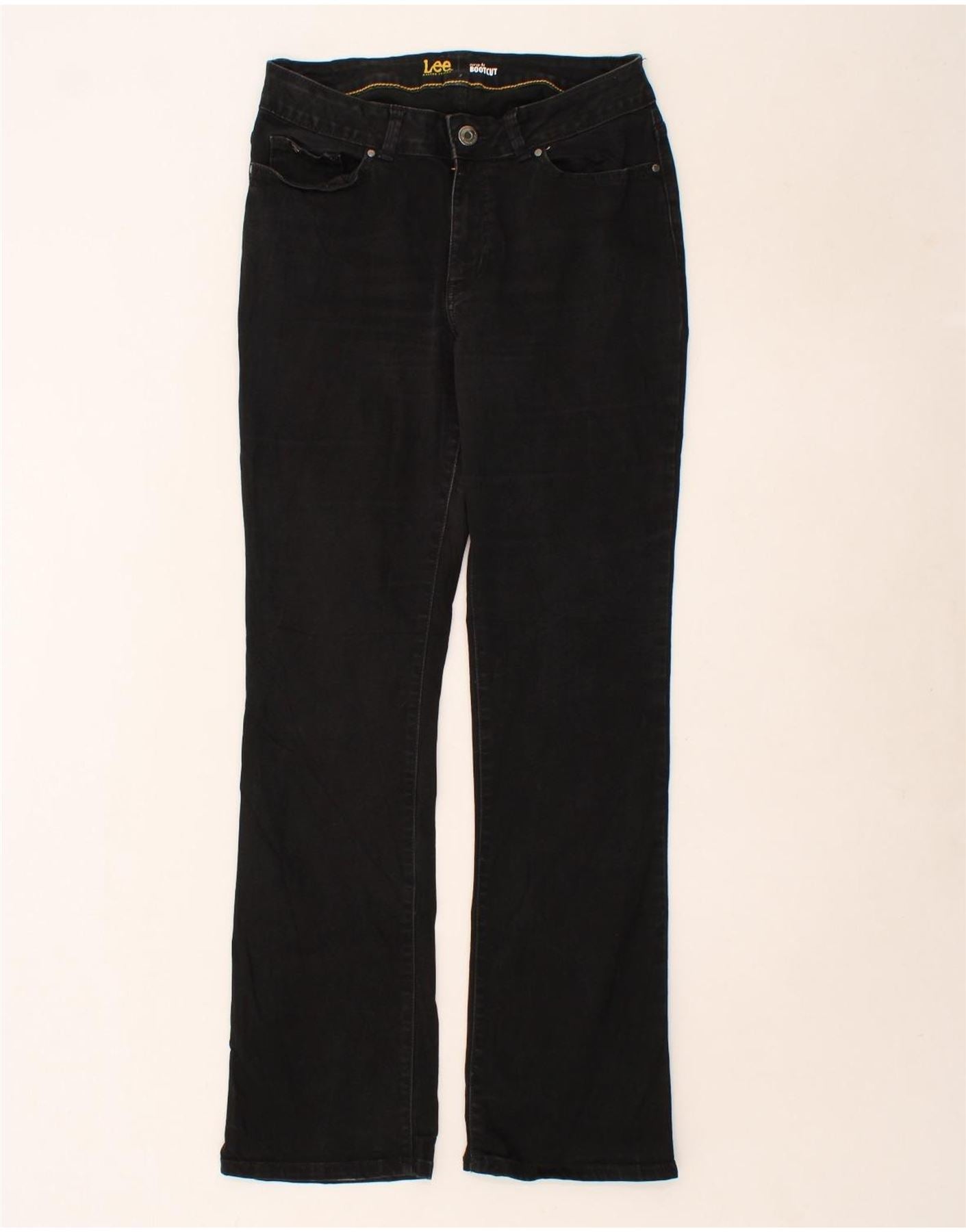 image of LEE Womens Curvy Fit Bootcut Jeans US 10 Large W30 L32 Black Cotton