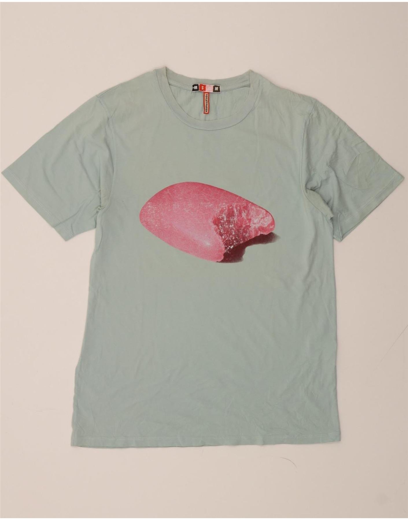 image of MSGM Mens Graphic T-Shirt Top Medium Blue