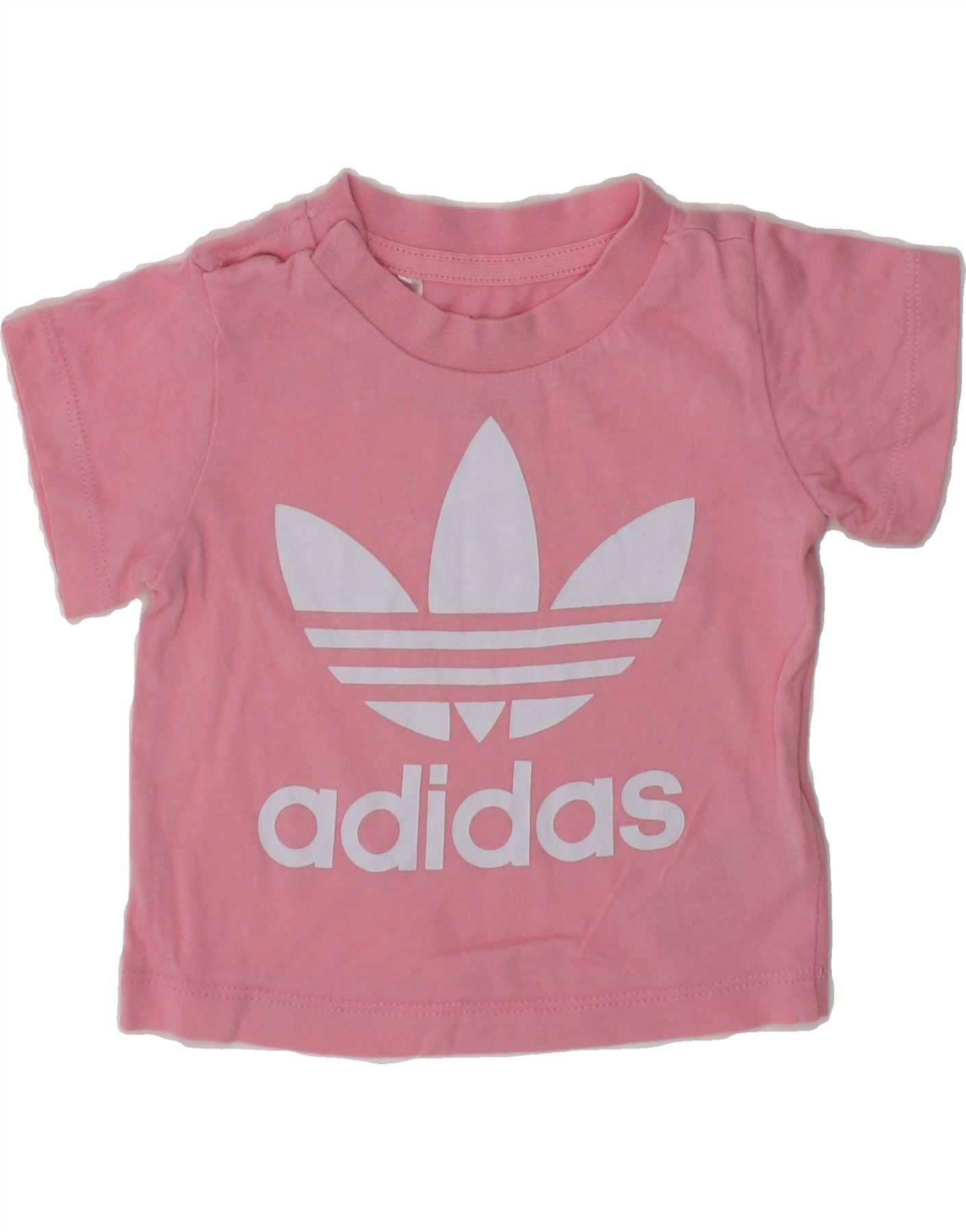 Image of ADIDAS Baby Girls Graphic T-Shirt Top 3-6 Months Pink Cotton