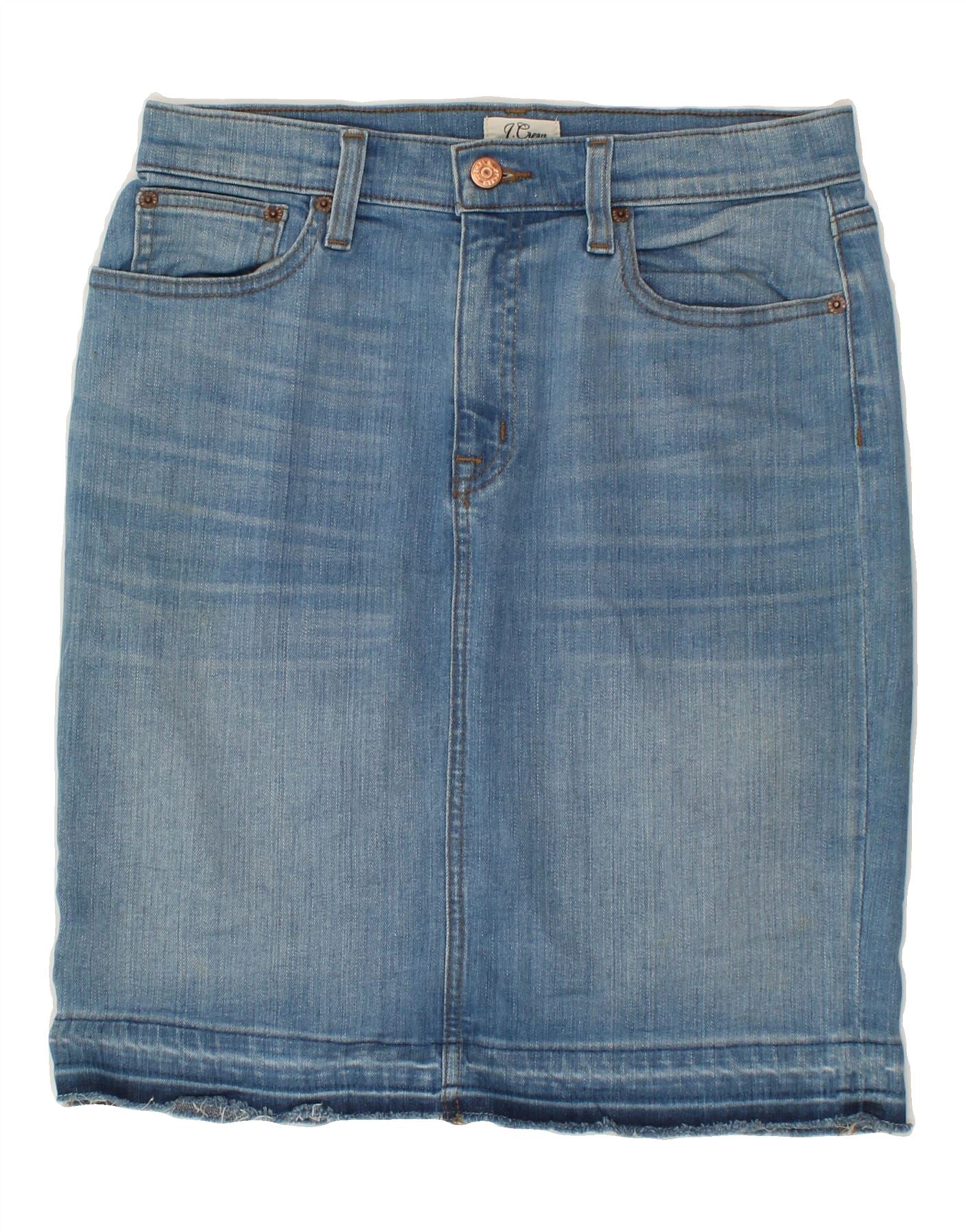 image of J. CREW Womens Denim Skirt W27 Small Blue Cotton