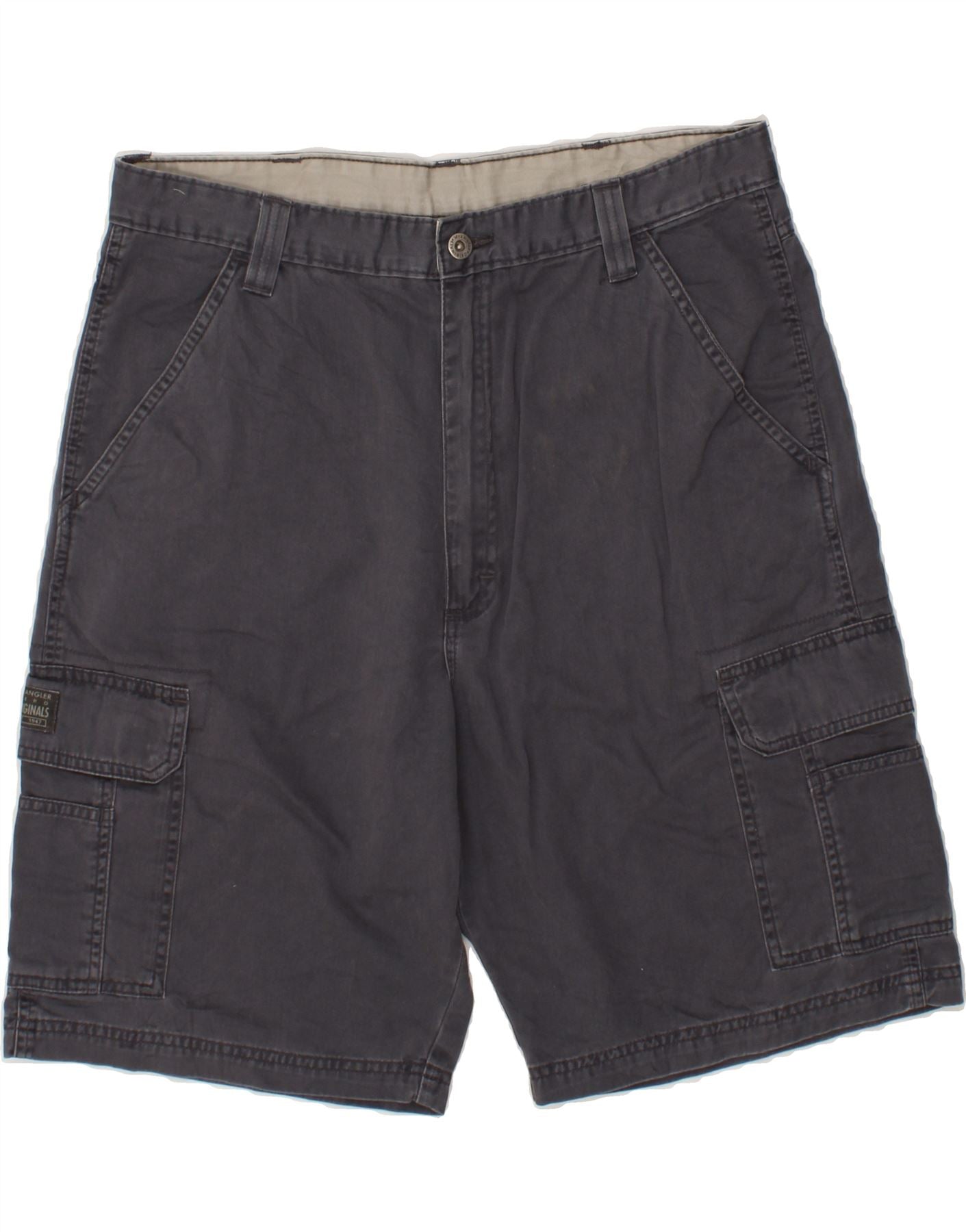 image of WRANGLER Mens Cargo Shorts W34 Large Grey Cotton