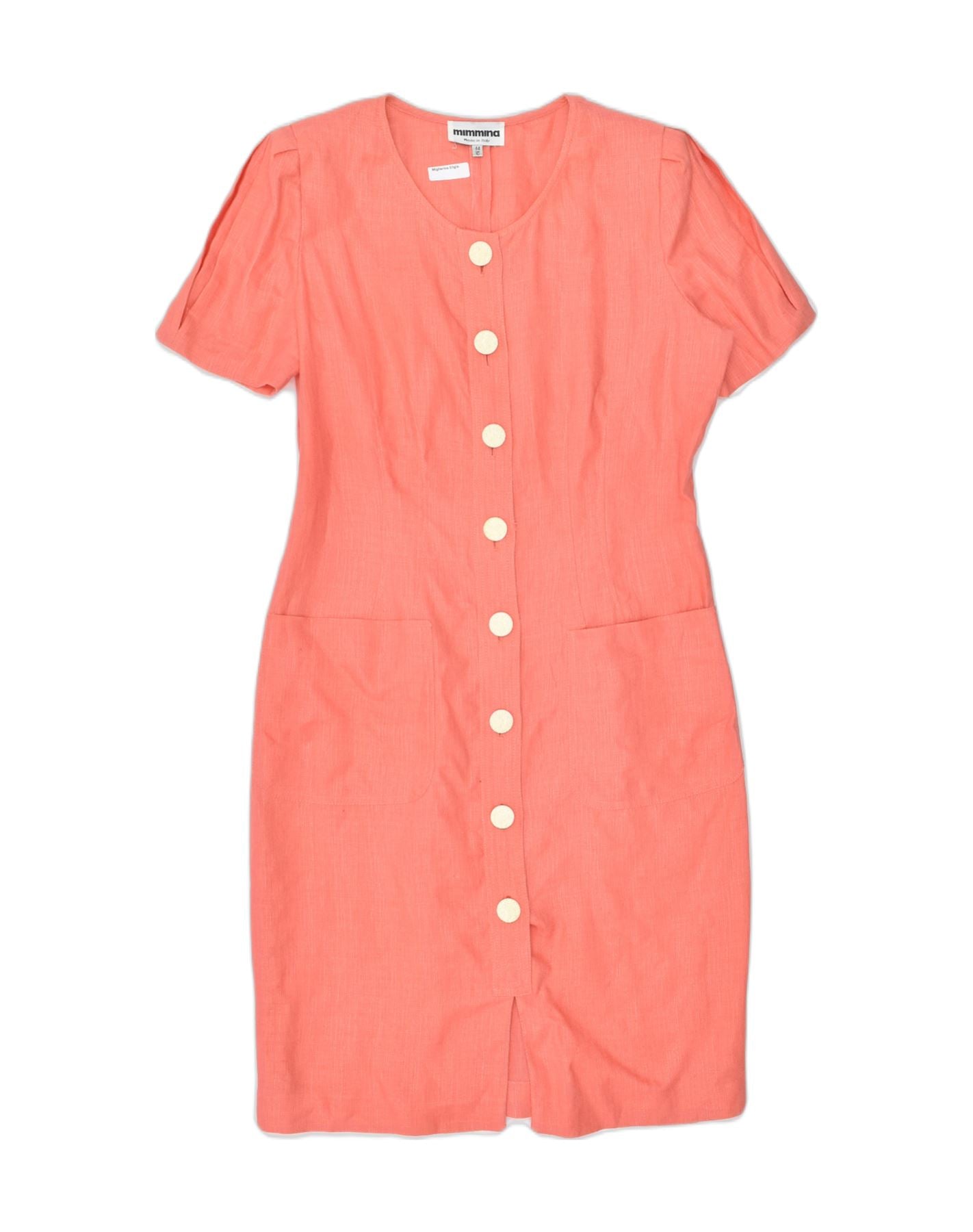 image of MIMMINA Womens Shirt Dress IT 44 Medium Orange Linen