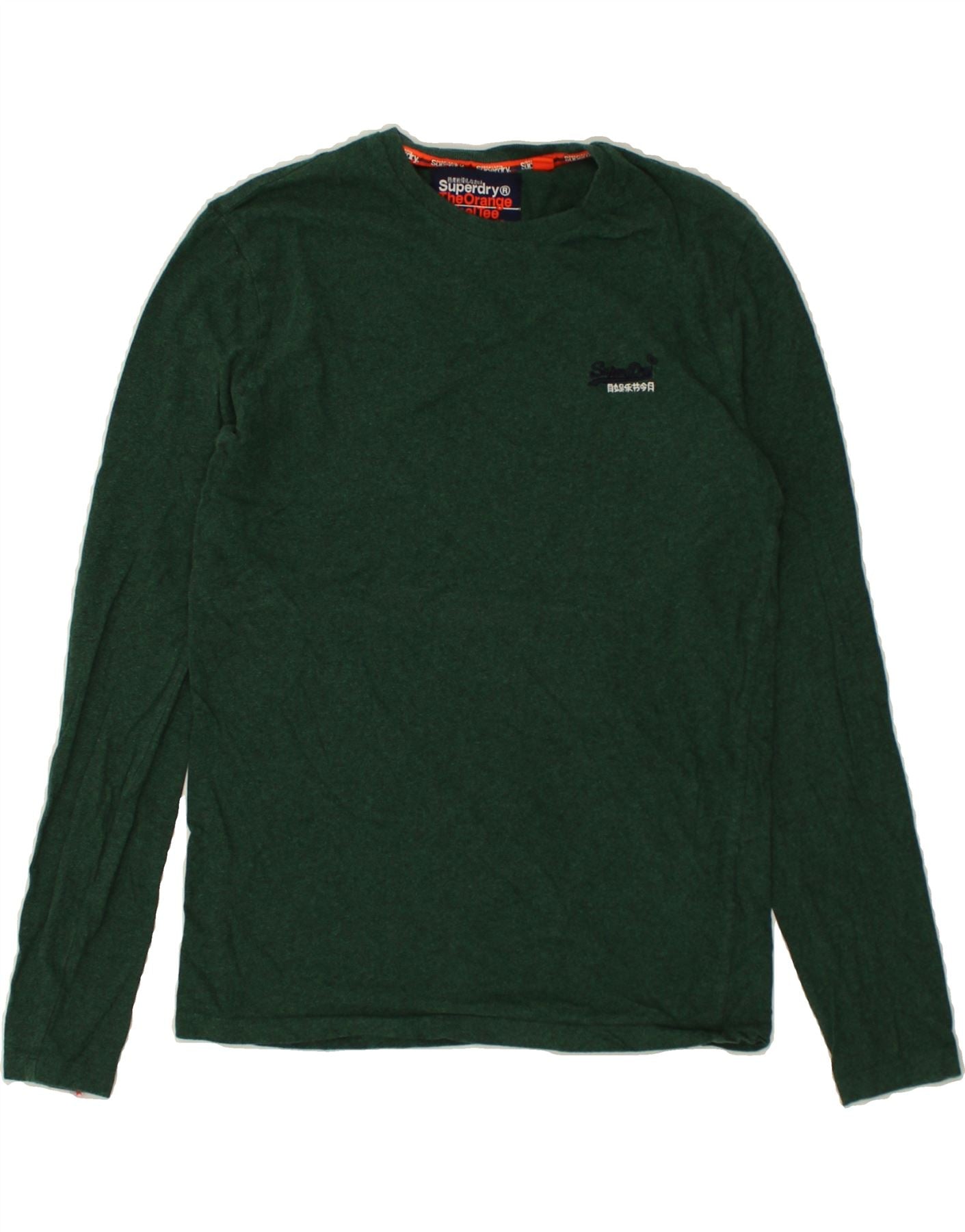 image of SUPERDRY Mens Top Long Sleeve Small Green Cotton