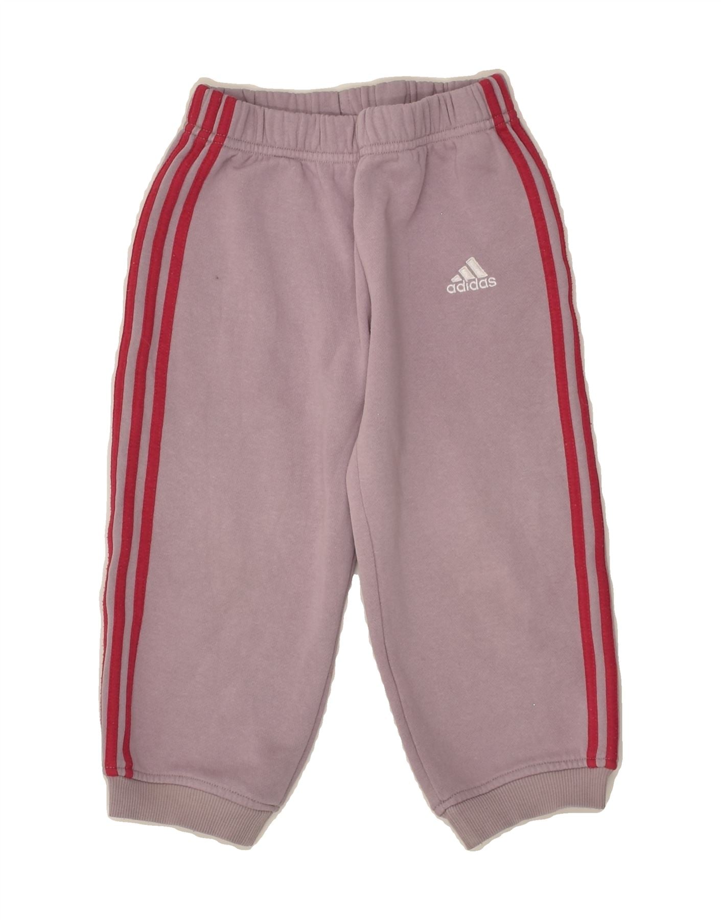 image of ADIDAS Girls Tracksuit Trousers Joggers 5-6 Years Purple Cotton