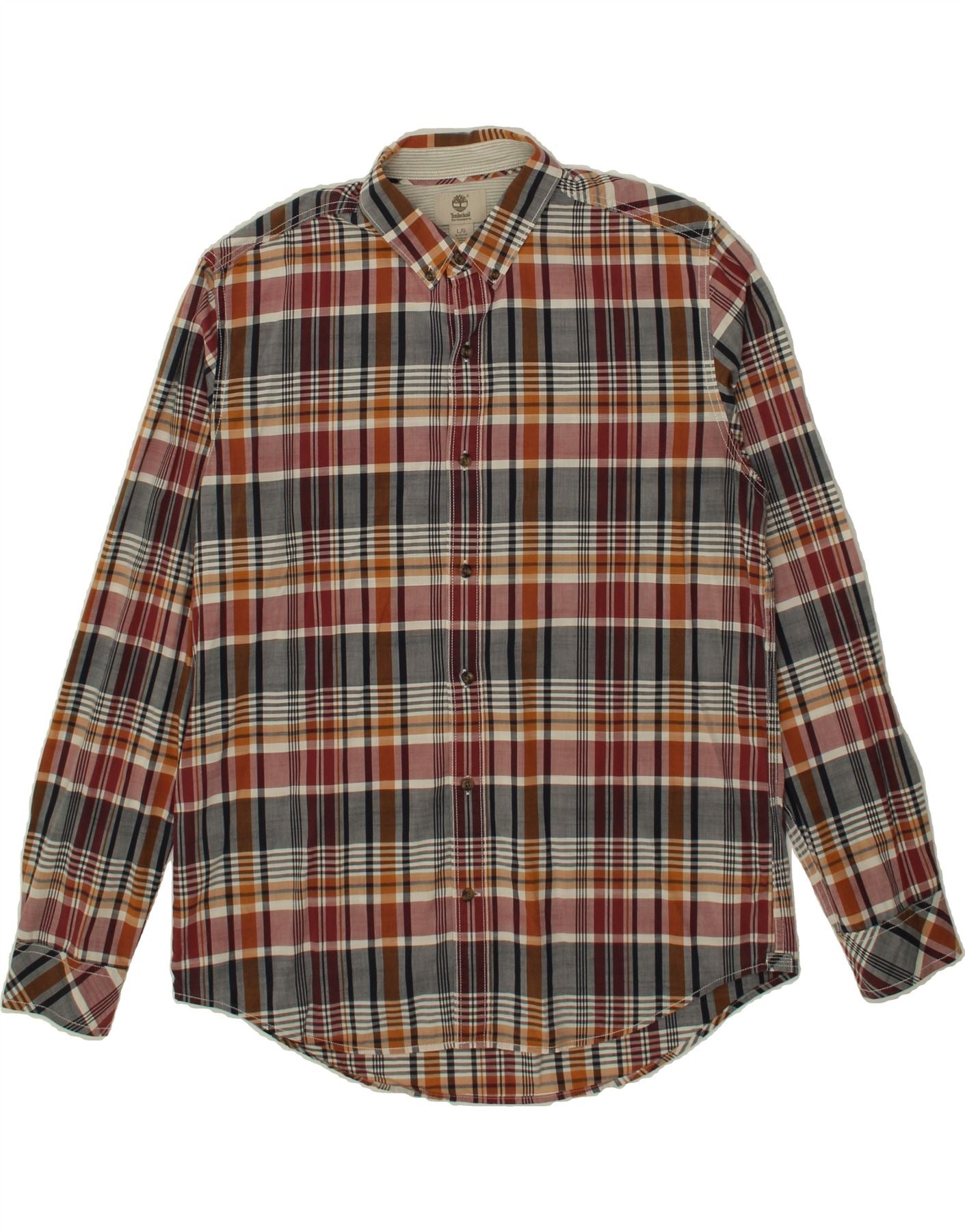 image of TIMBERLAND Mens Slim Fit Shirt Large Multicoloured Check Cotton