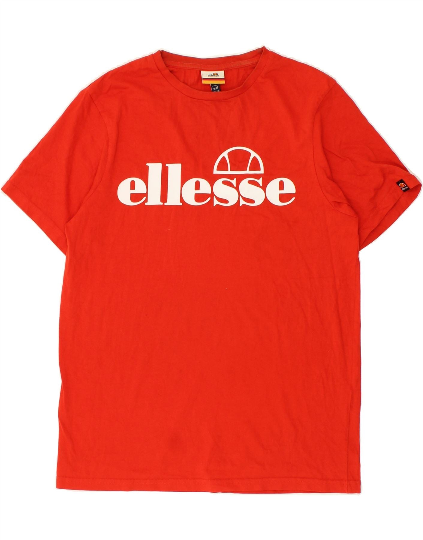 Image of ELLESSE Mens Graphic T-Shirt Top Medium Red Cotton