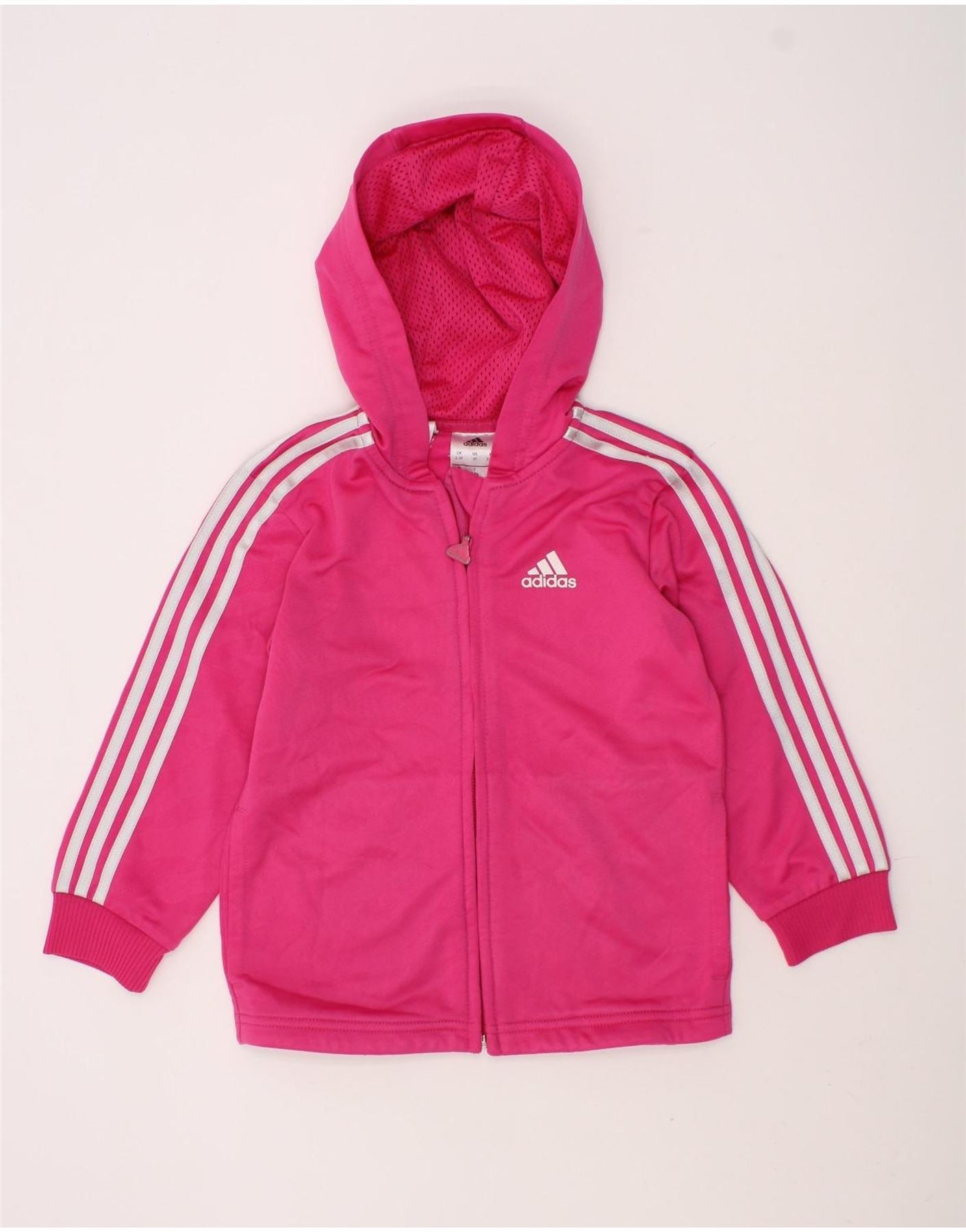 image of ADIDAS Girls Zip Hoodie Sweater 2-3 Years Pink Polyester